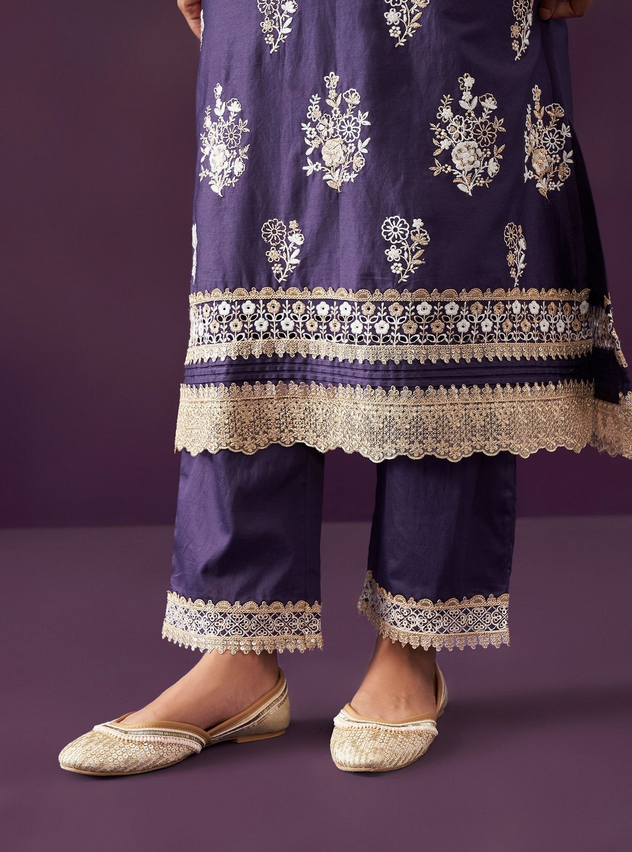 Joy Pima Satin Stripe Navy Kurta Set