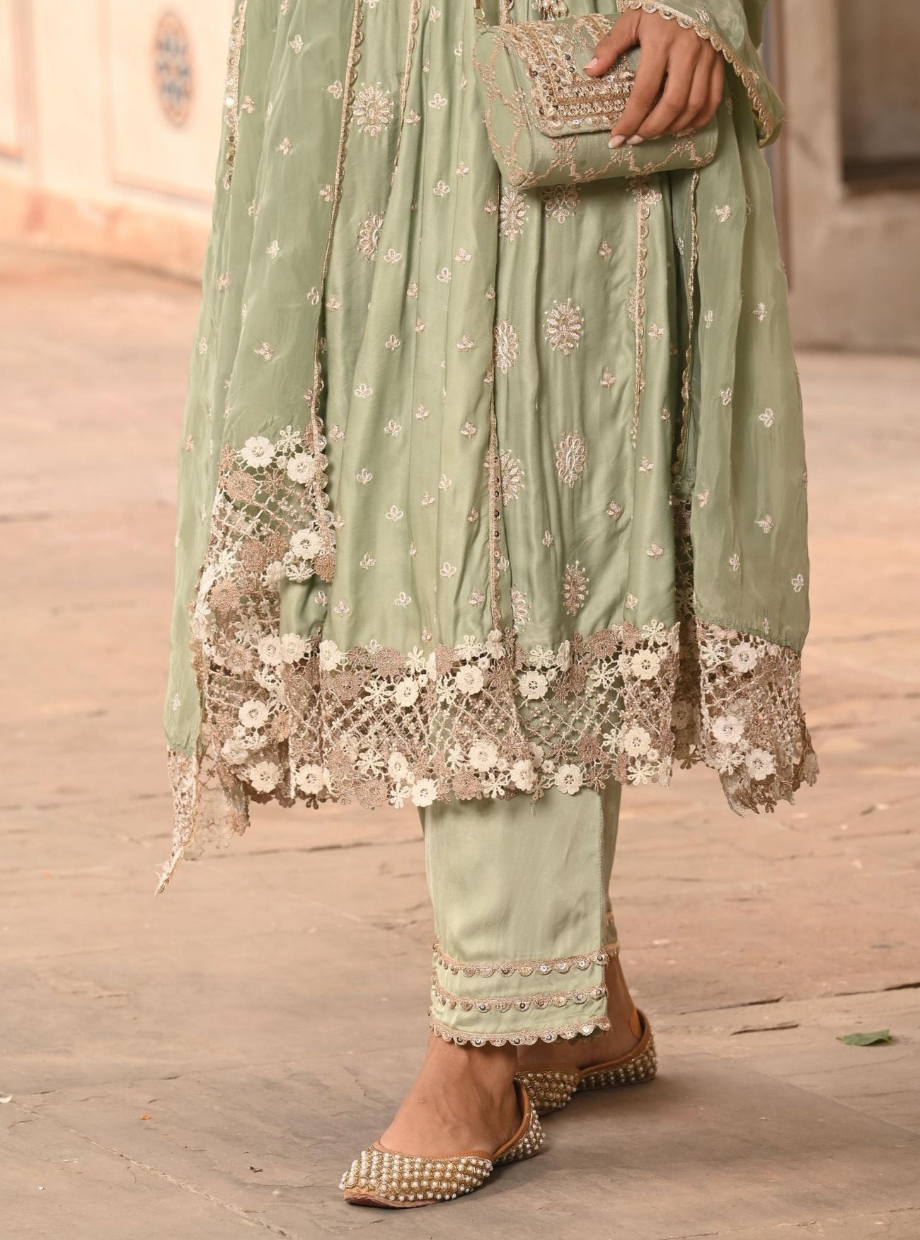 Chaiyya Modal Satin Yellow Anarkali Kurta Set