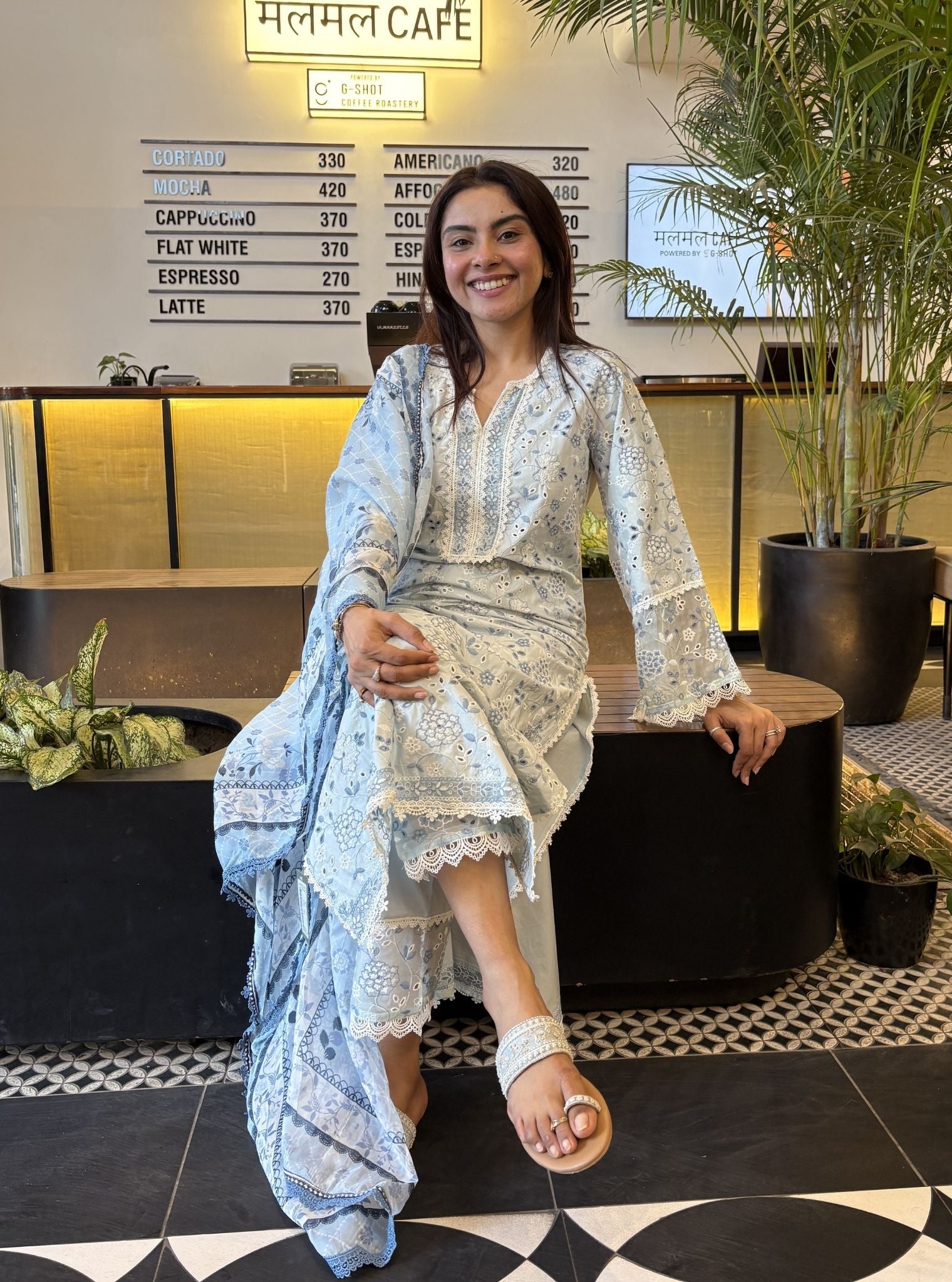 Aaroh Supima Cotton Blue Kurta Set