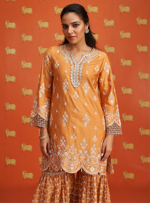 Calita Pima Satin Green Kurta Set