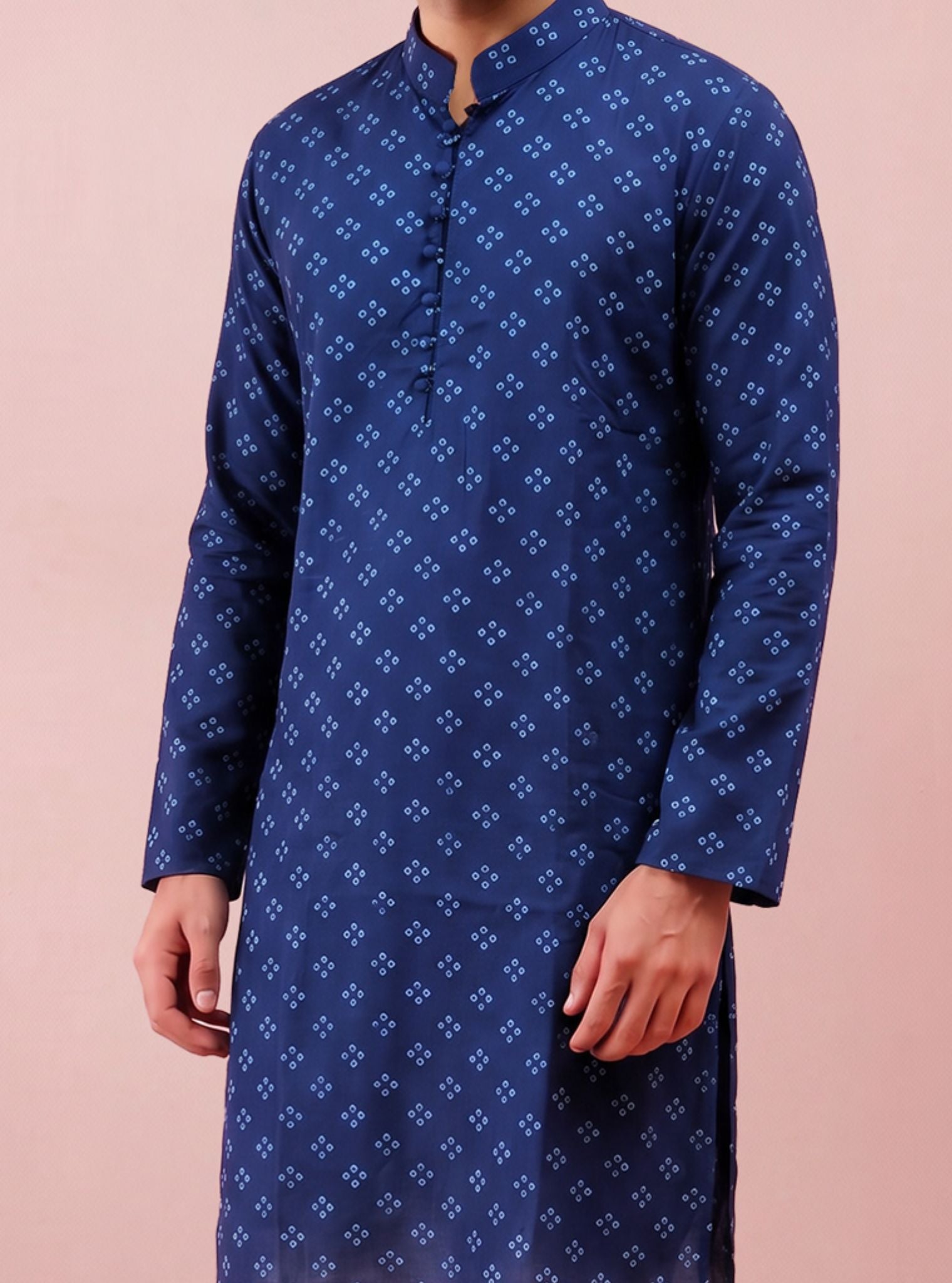 Abir Lawn Printed Navy Mens Kurta Set