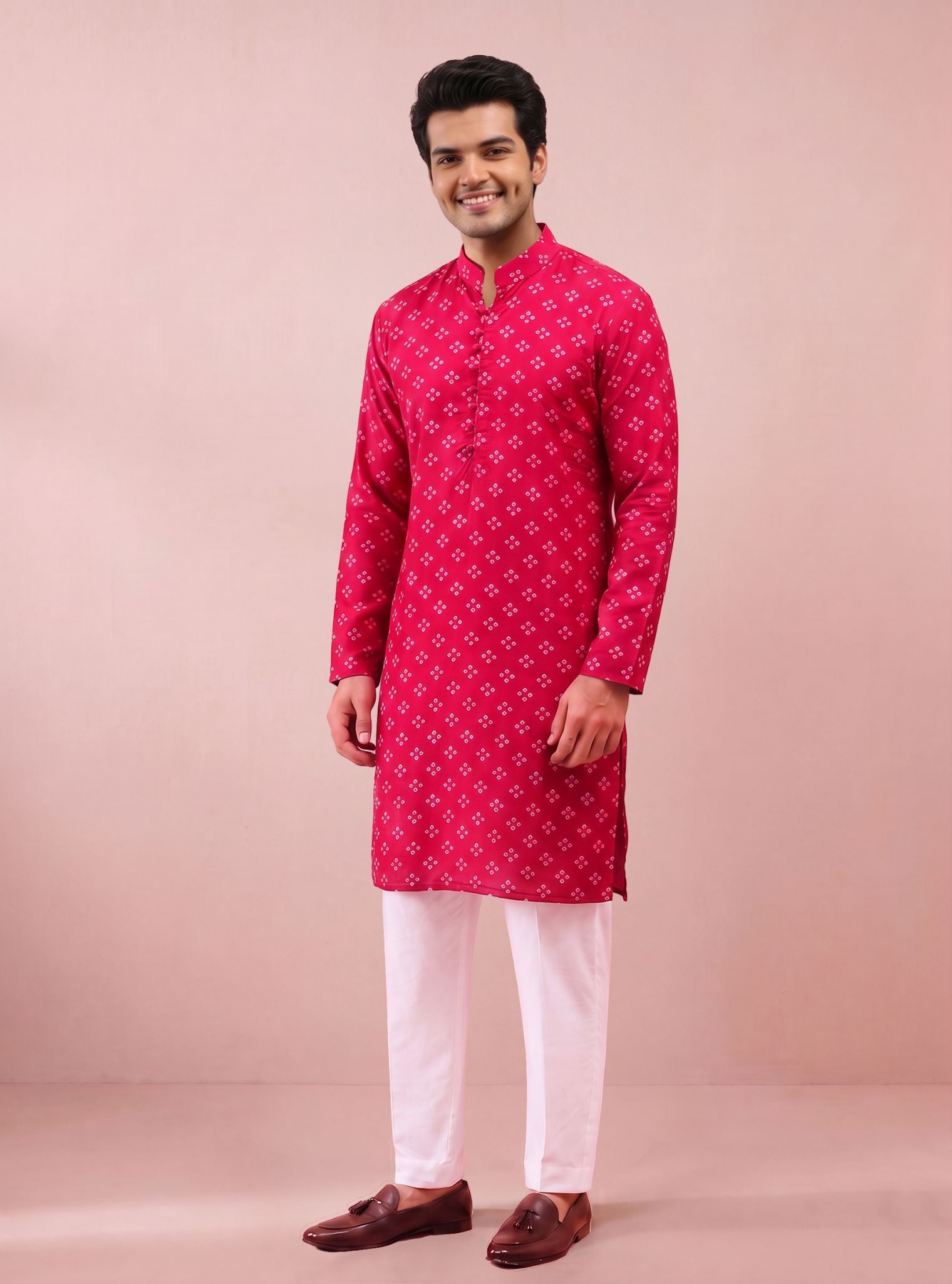 Abir Lawn Printed Fuchsia Mens Kurta Set