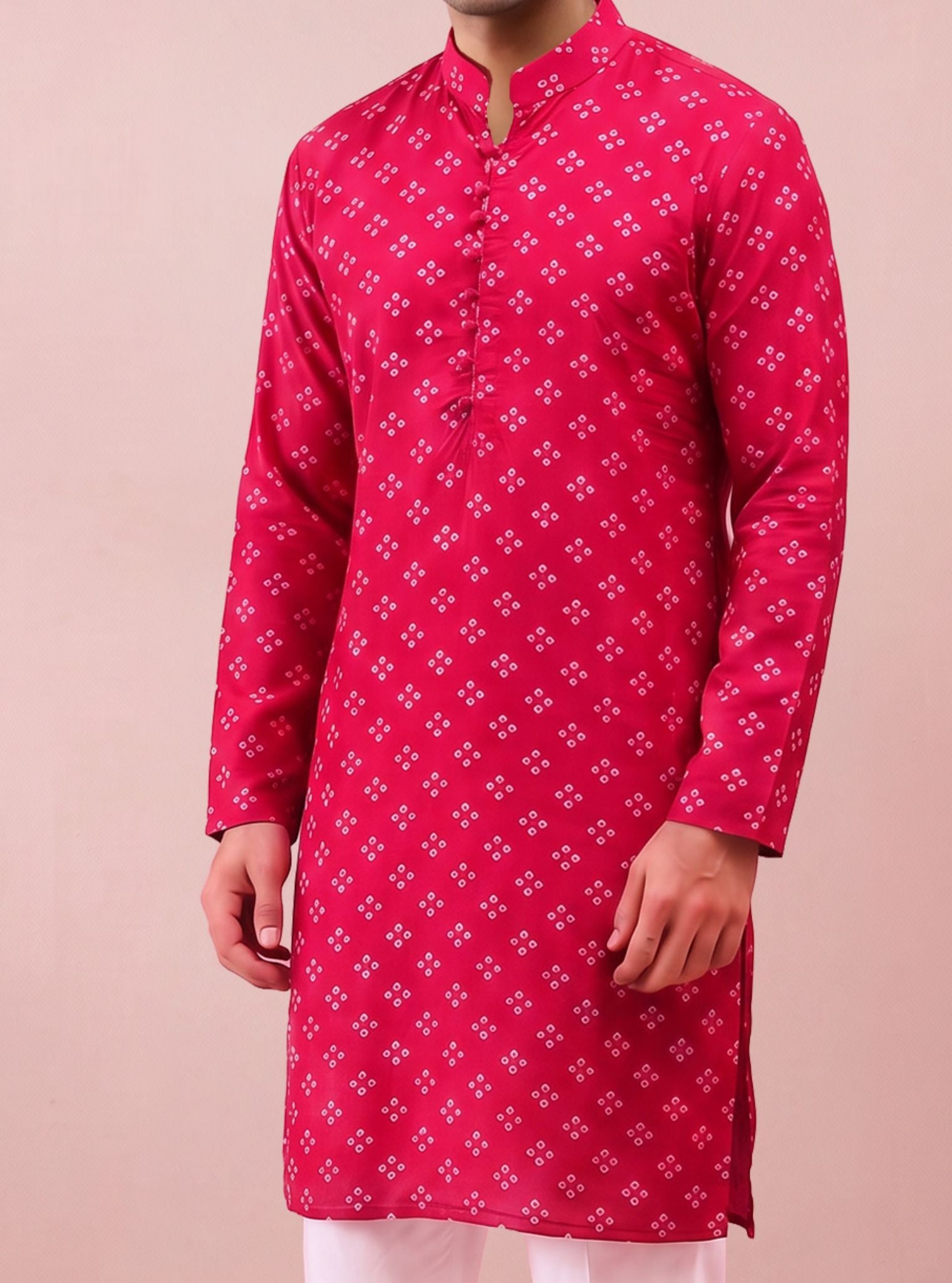 Abir Lawn Printed Fuchsia Mens Kurta Set