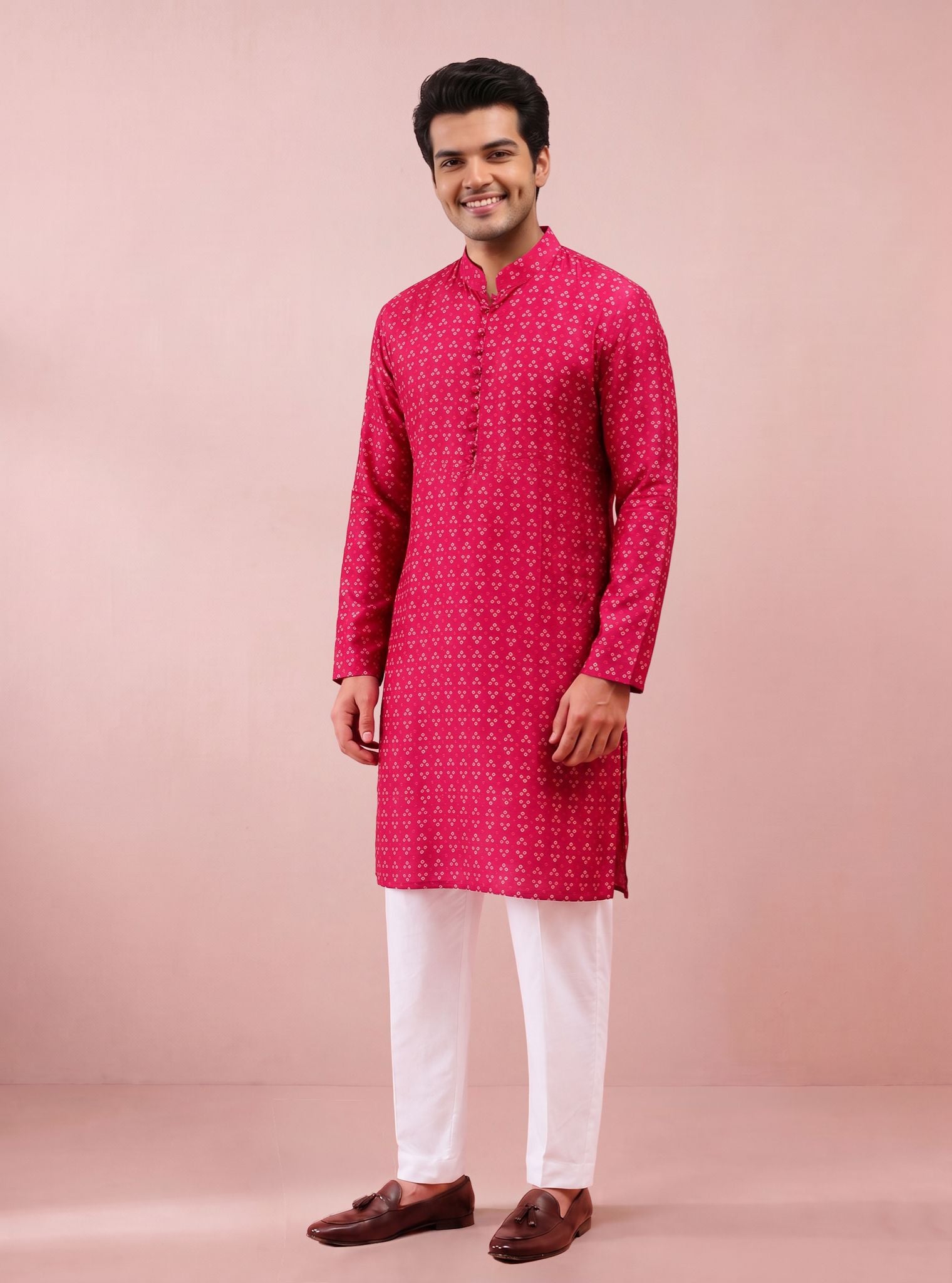 Neer Lawn Printed Fuchsia Mens Kurta Set