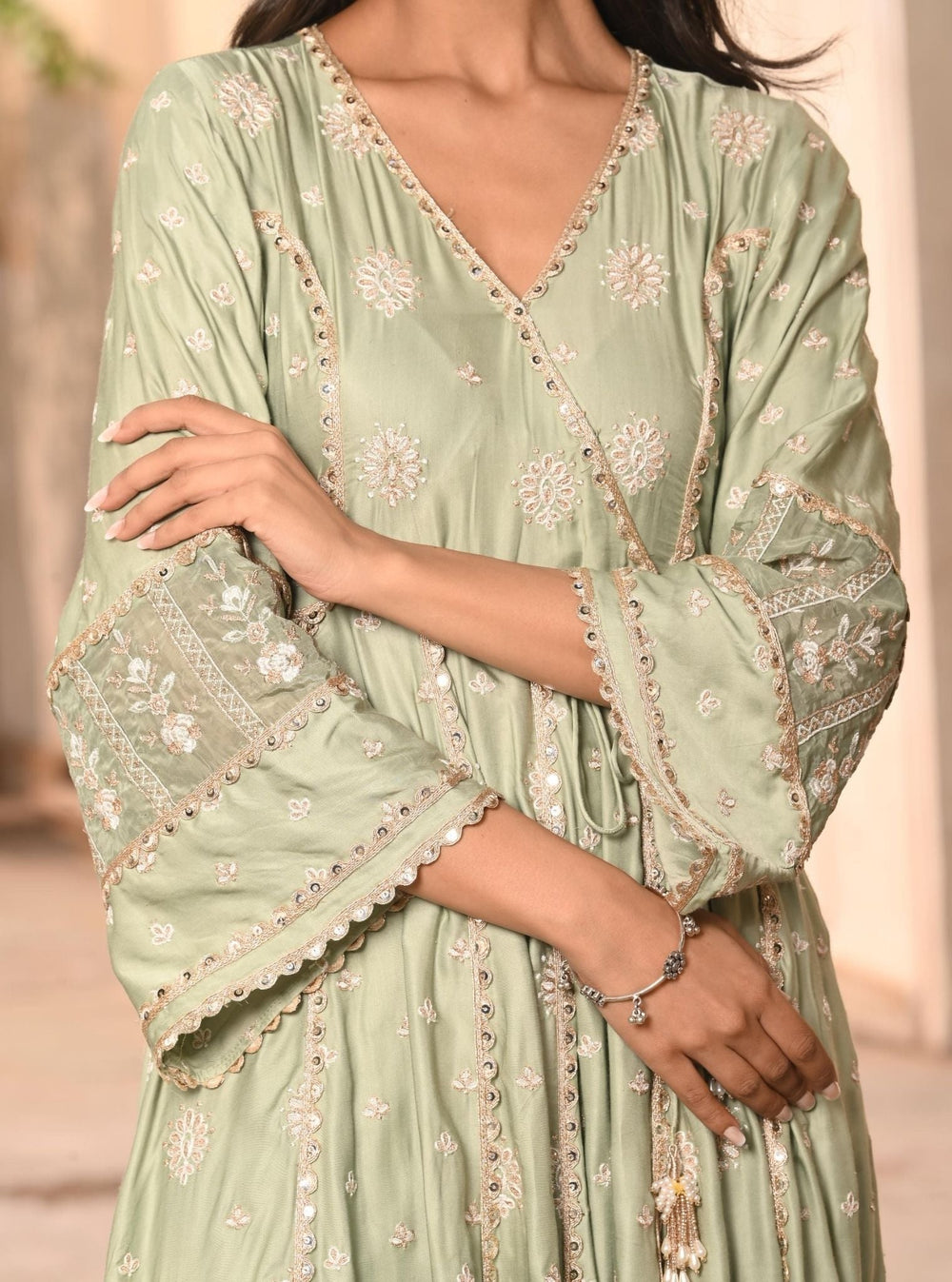 Chaiyya Modal Satin Yellow Anarkali Kurta Set