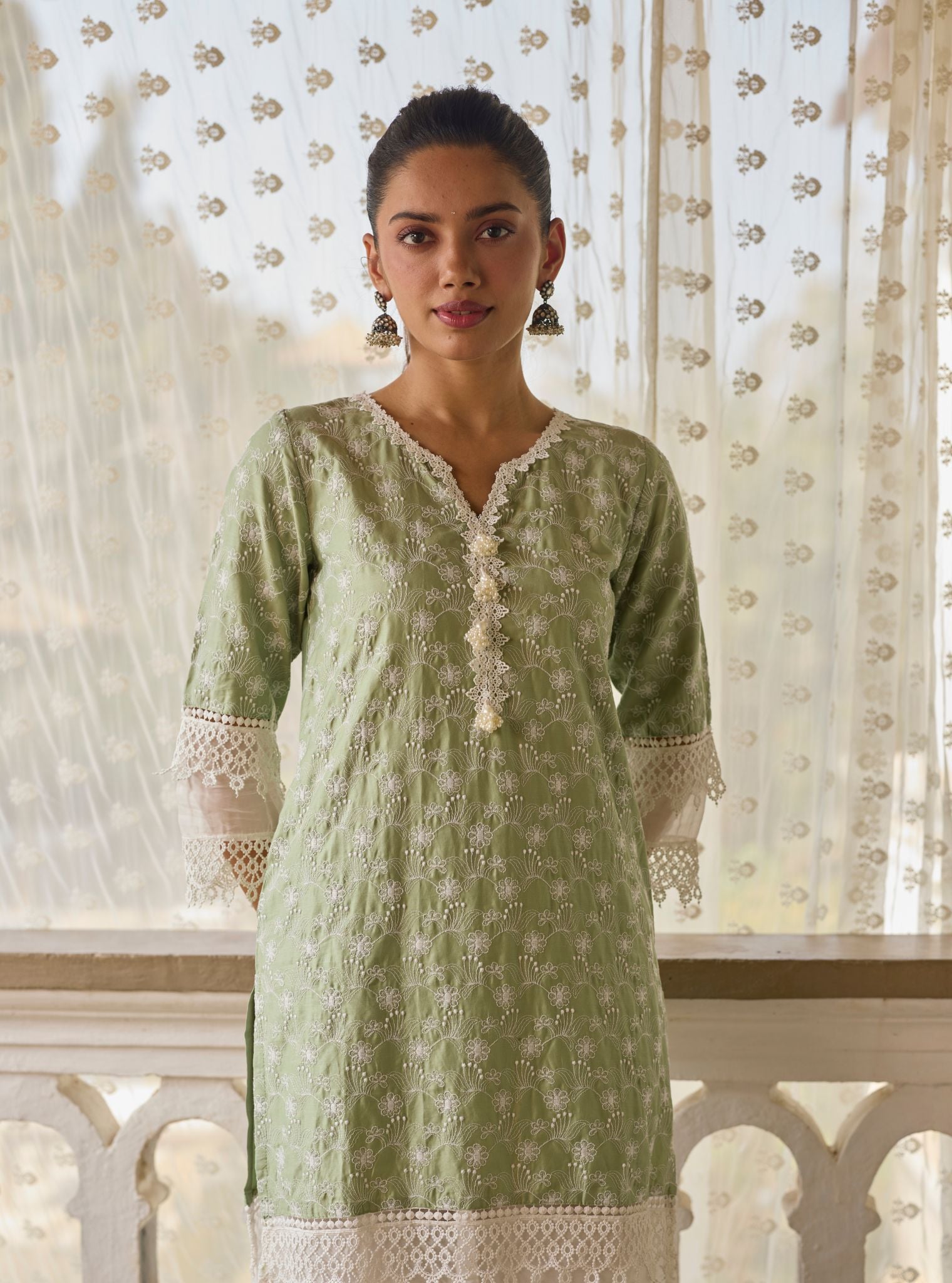 Ivy Supima Cotton Green Kurta Set