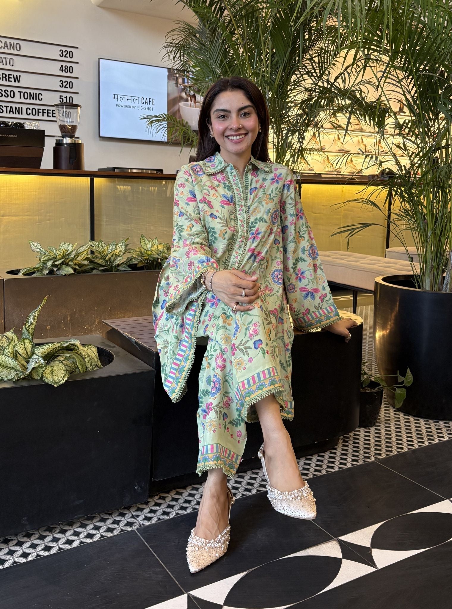 Chunari Lawn Printed Green Shirt Set