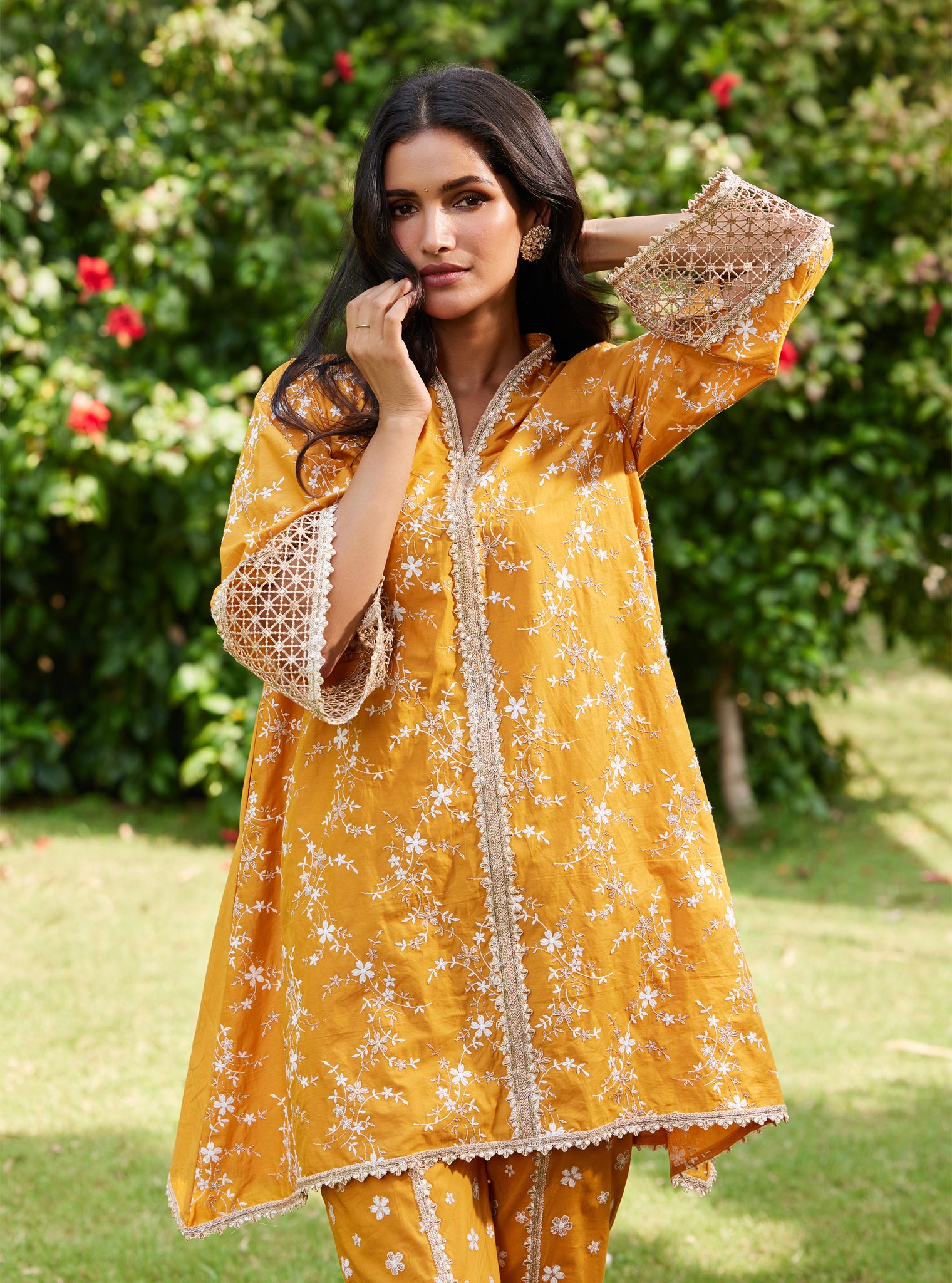 Mulmul Cotton Avira Orange Kurta