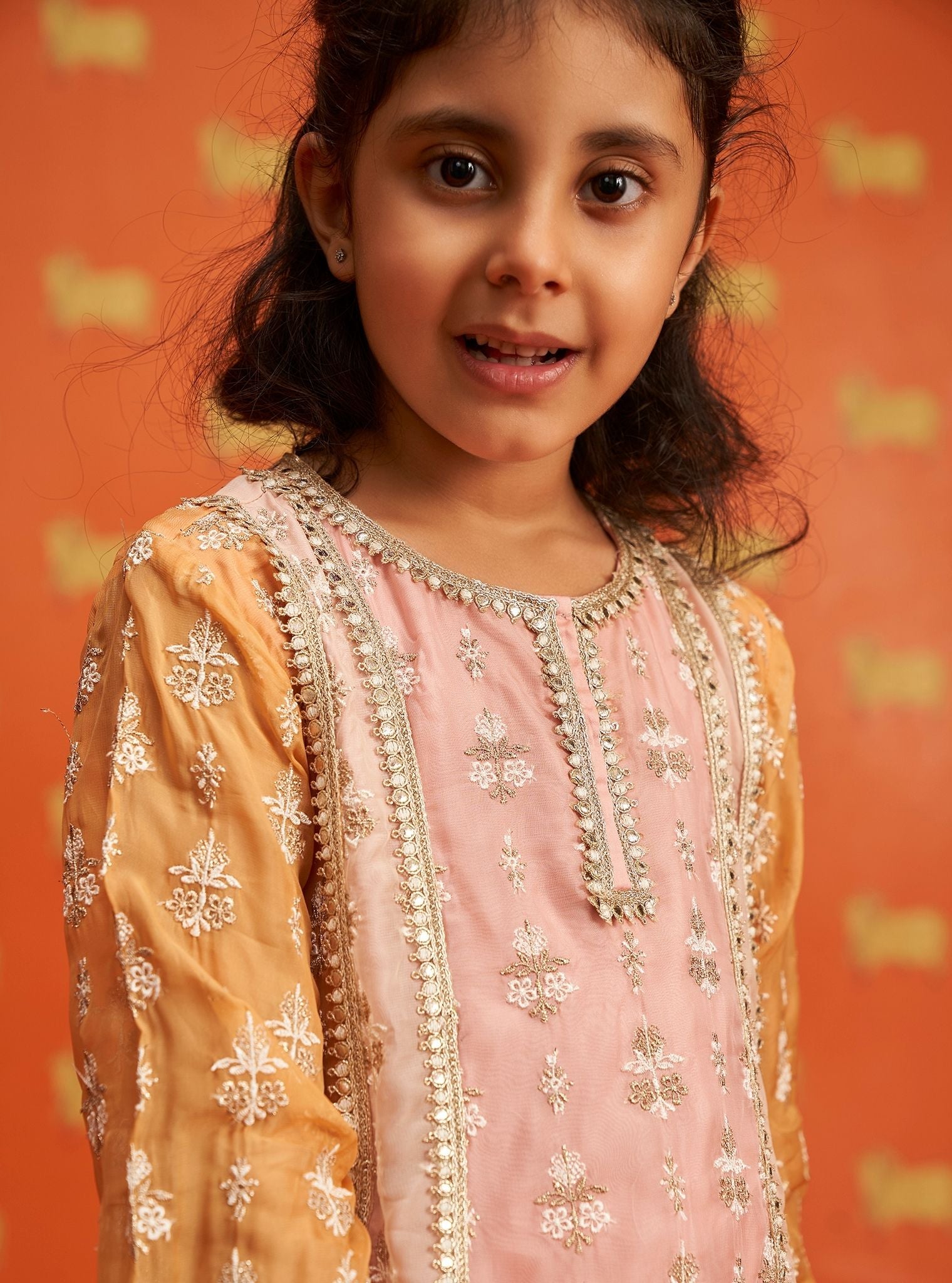 Mulmul Organza Zina Pink Kurta With Mulmul Pima Zina Pink Pant