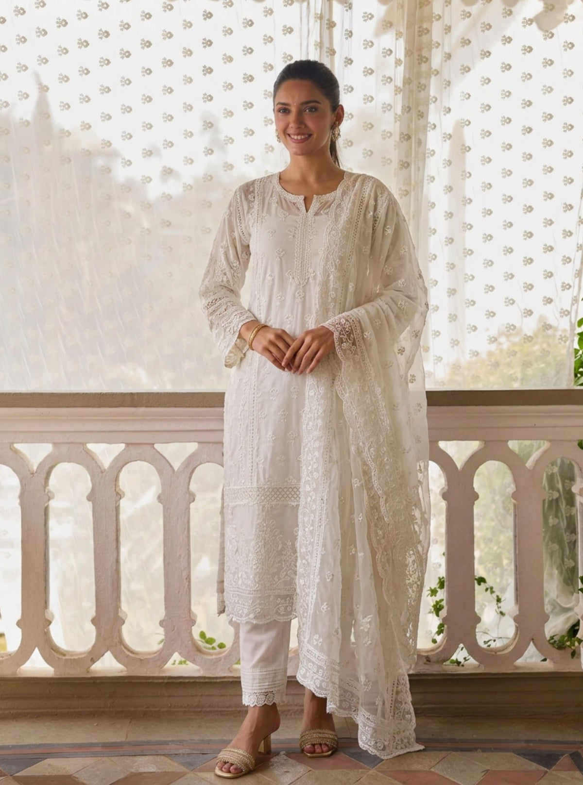 Yani Organza Off White Kurta Set