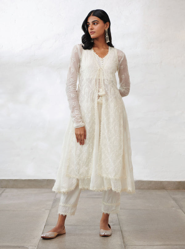 Essex Organza Blue Anarkali Kurta Set