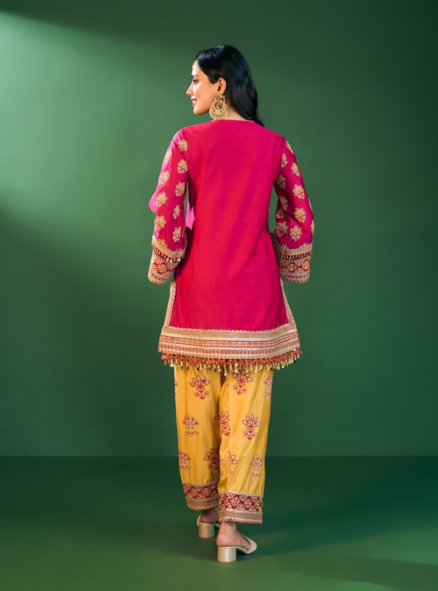 Lani Pima Satin Fuschia Kurta Set