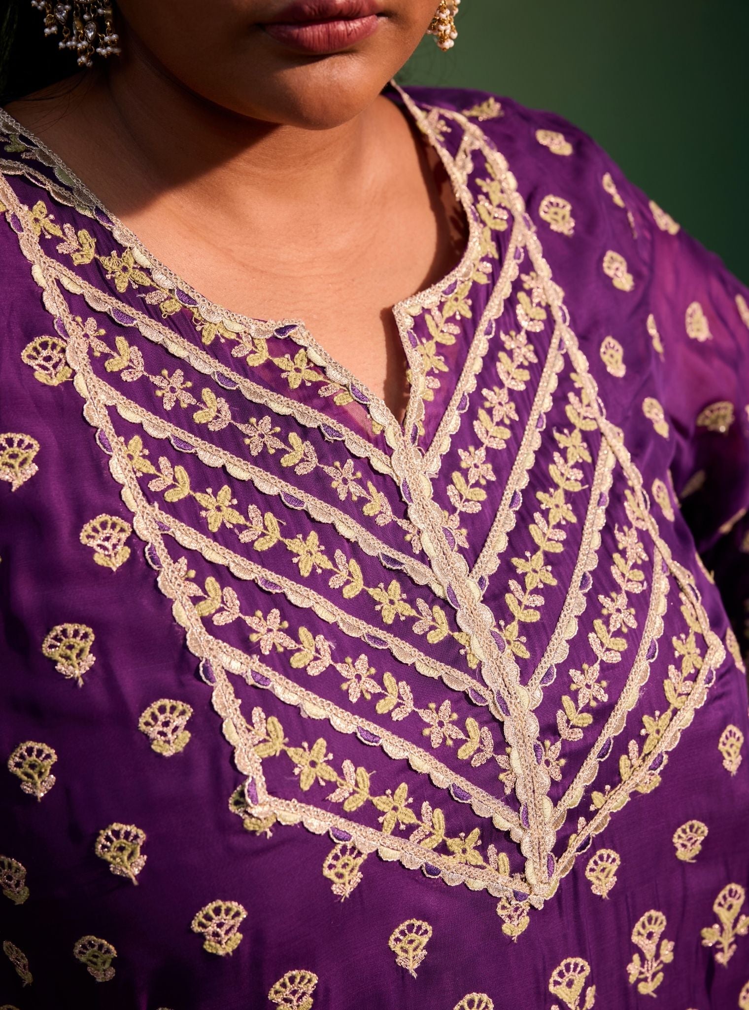 Mulmul Organza Kahani Purple Kurta With Mulmul Organza Kahani Purple Sharara