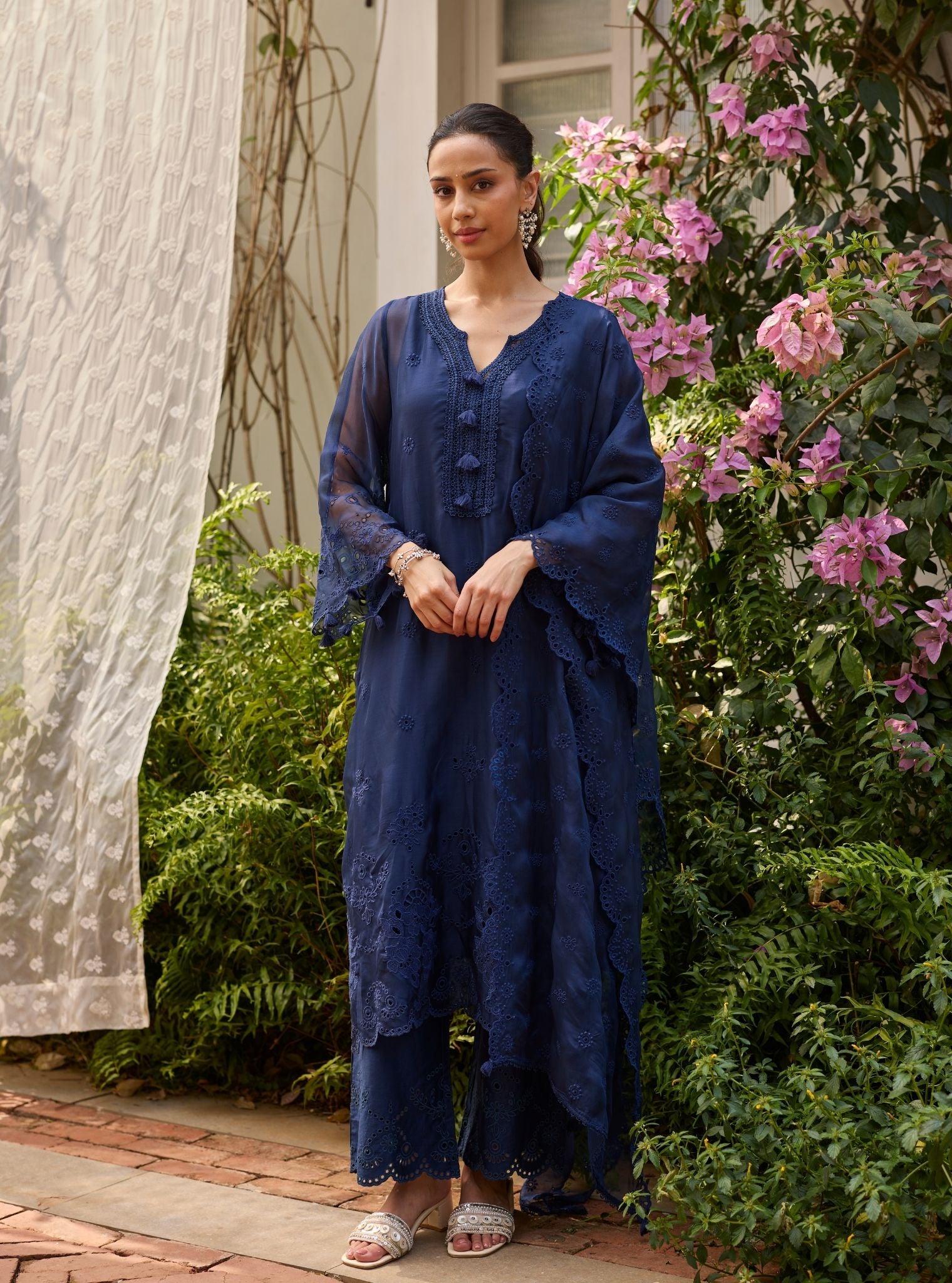 Miso Organza Navy Kurta Set