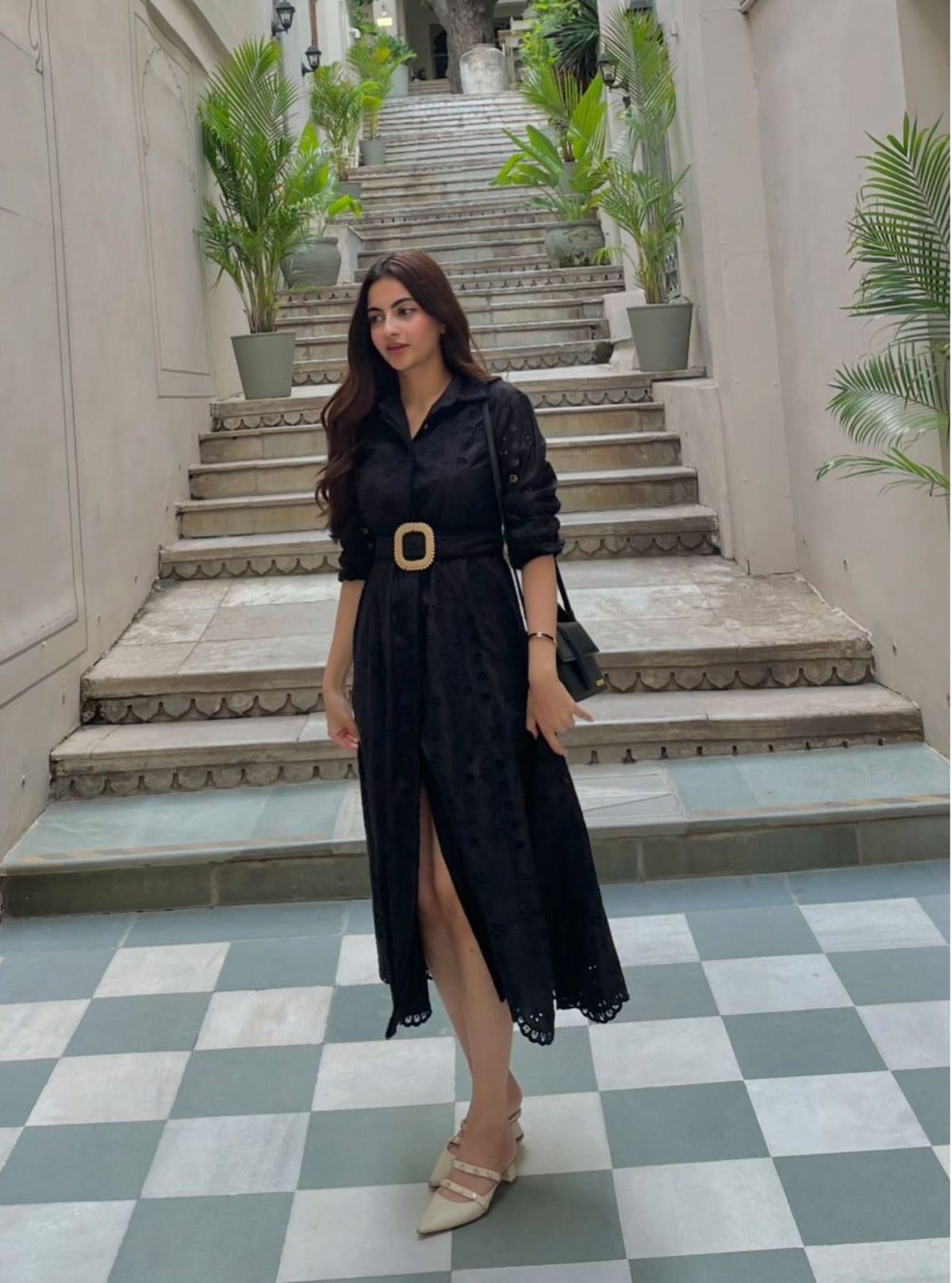 black cotton dress long mute Kiyah Slinky Cut Out Maxi Dress / Black | MESHKI