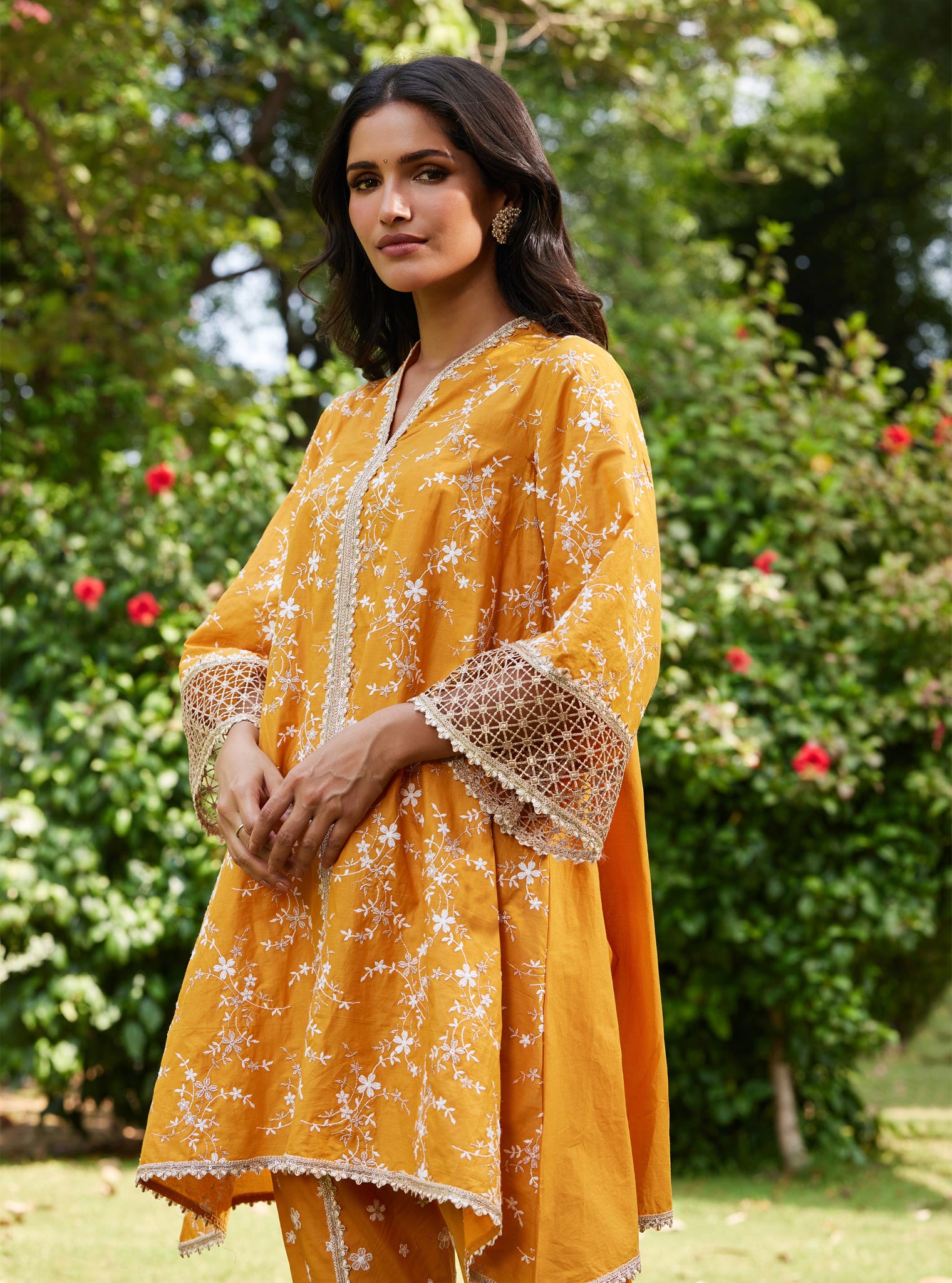 Mulmul Cotton Avira Orange Kurta