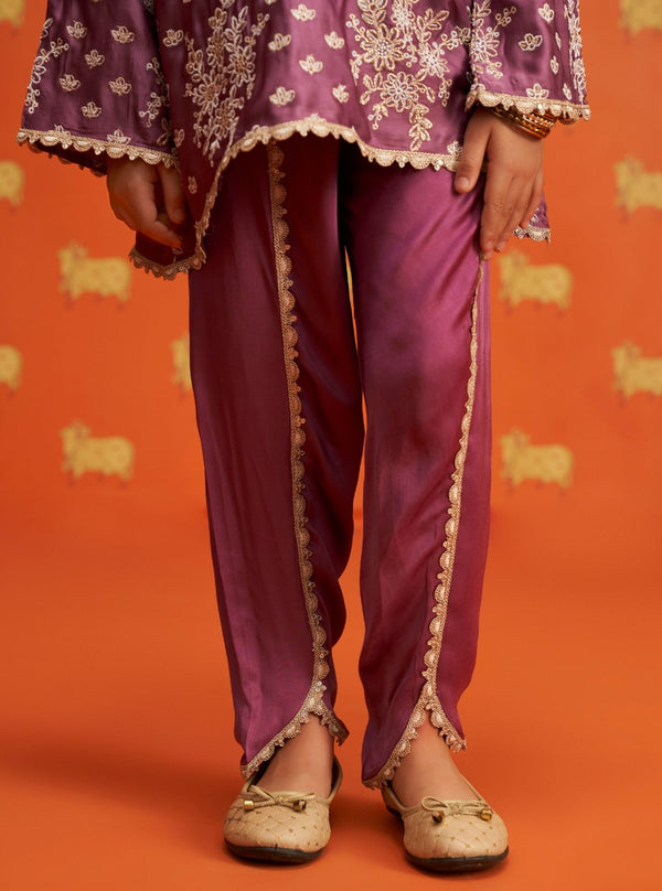 Adeola Cupro Satin Pink Kurta with Dhoti Pant Set