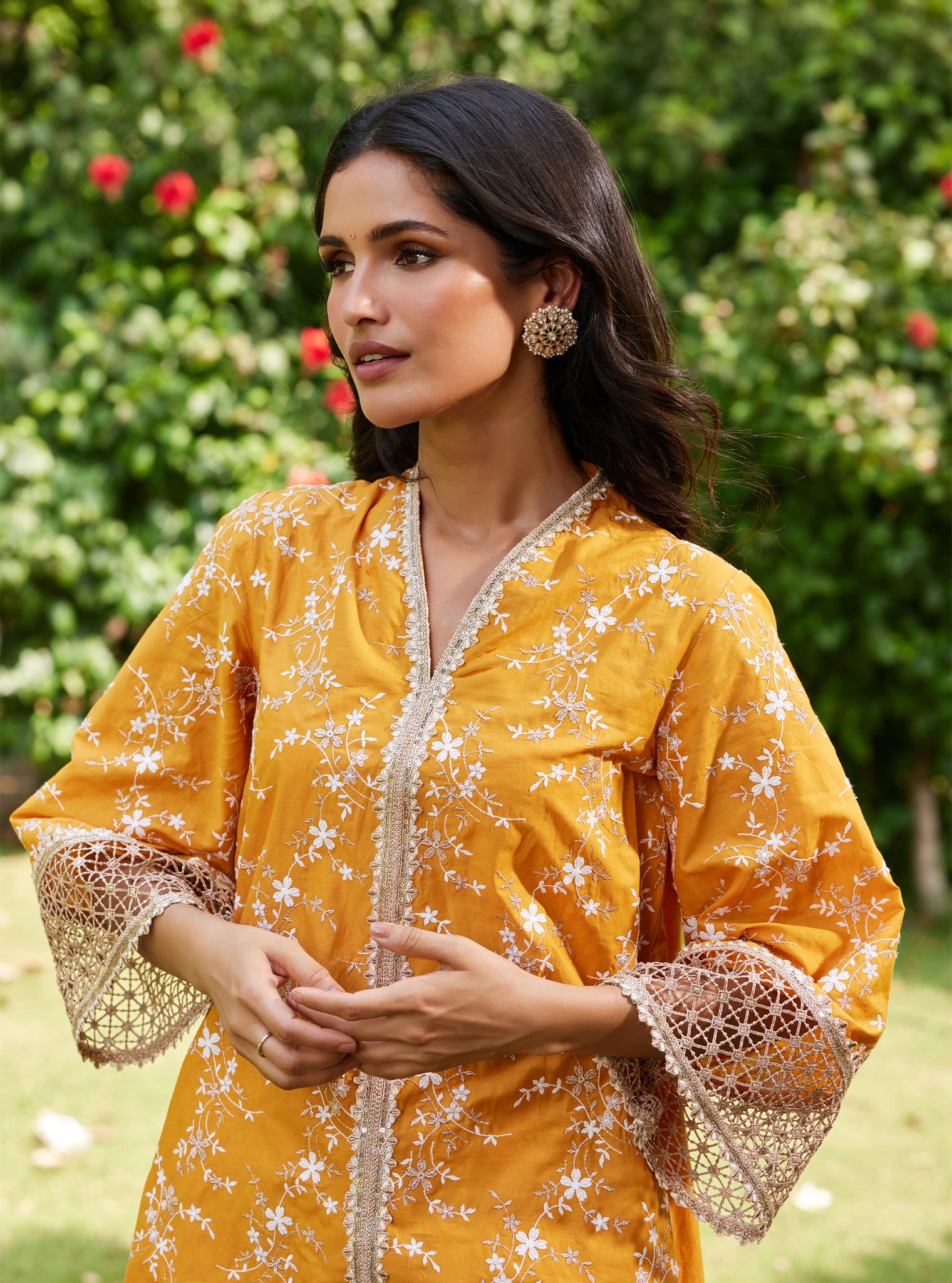 Mulmul Cotton Avira Orange Kurta