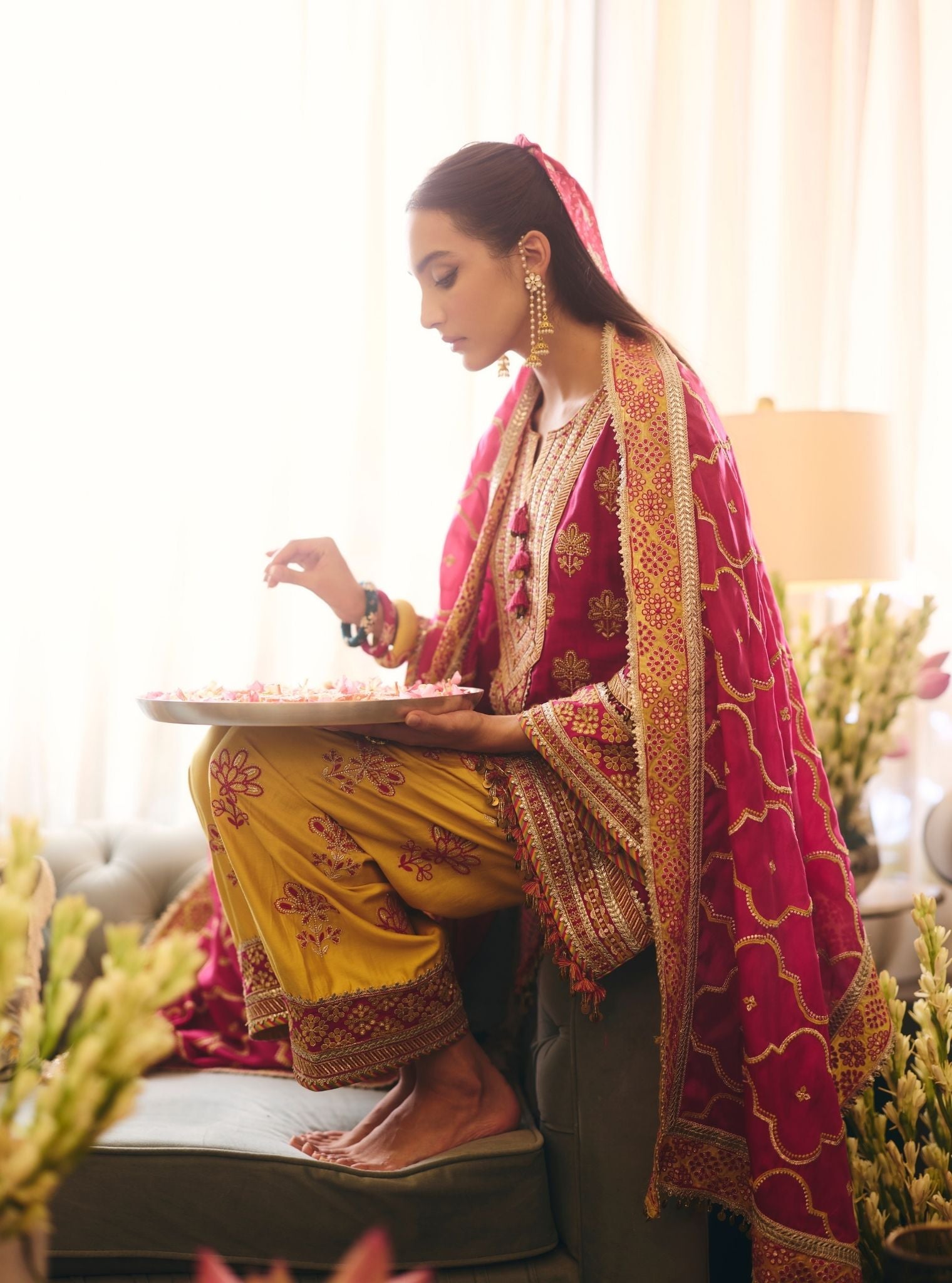 Mulmul Habotai Silk Lani Fuschia Dupatta