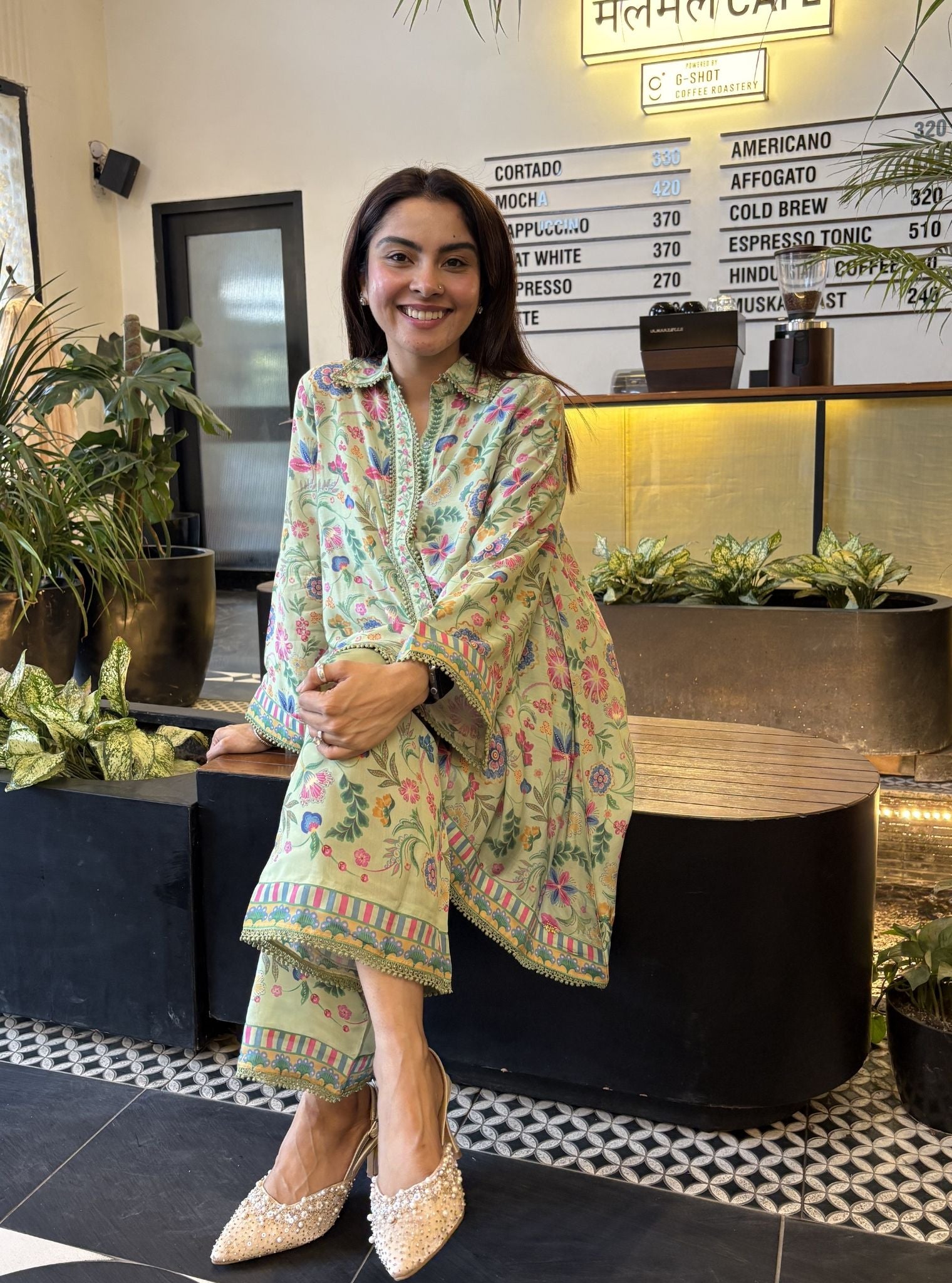 Chunari Lawn Printed Green Shirt Set