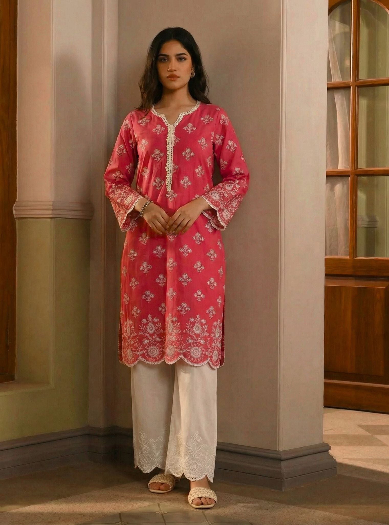 Arpora Supima Cotton Fuschia Kurta Set