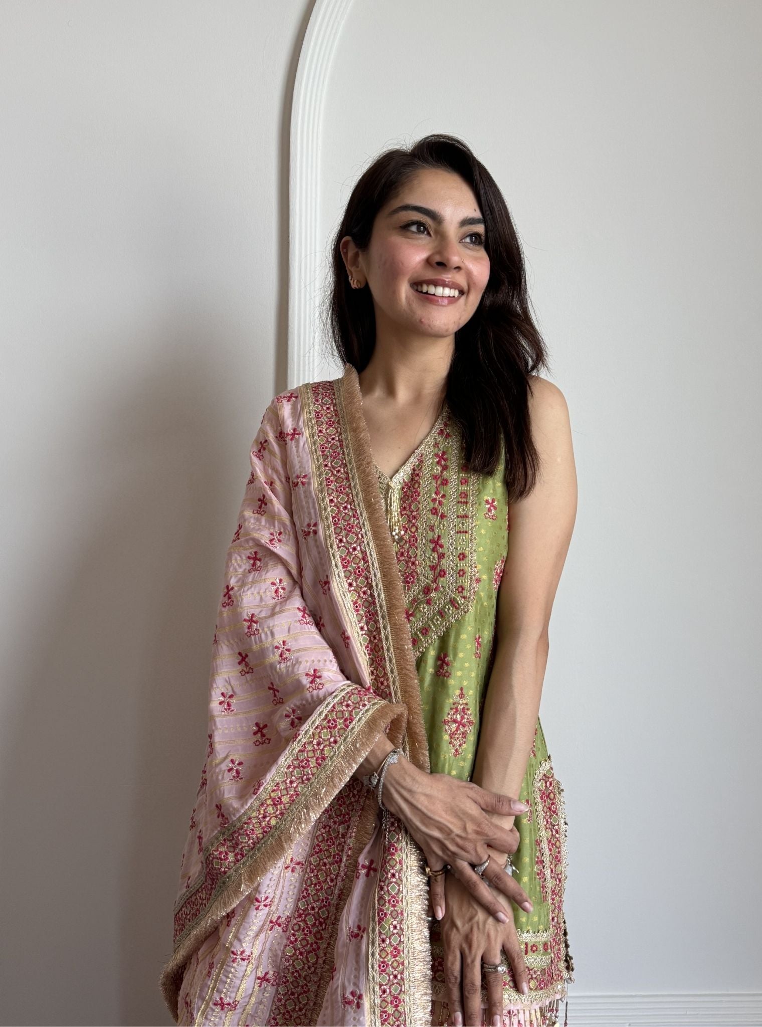 Dali Banarasi Green Kurta with Garara