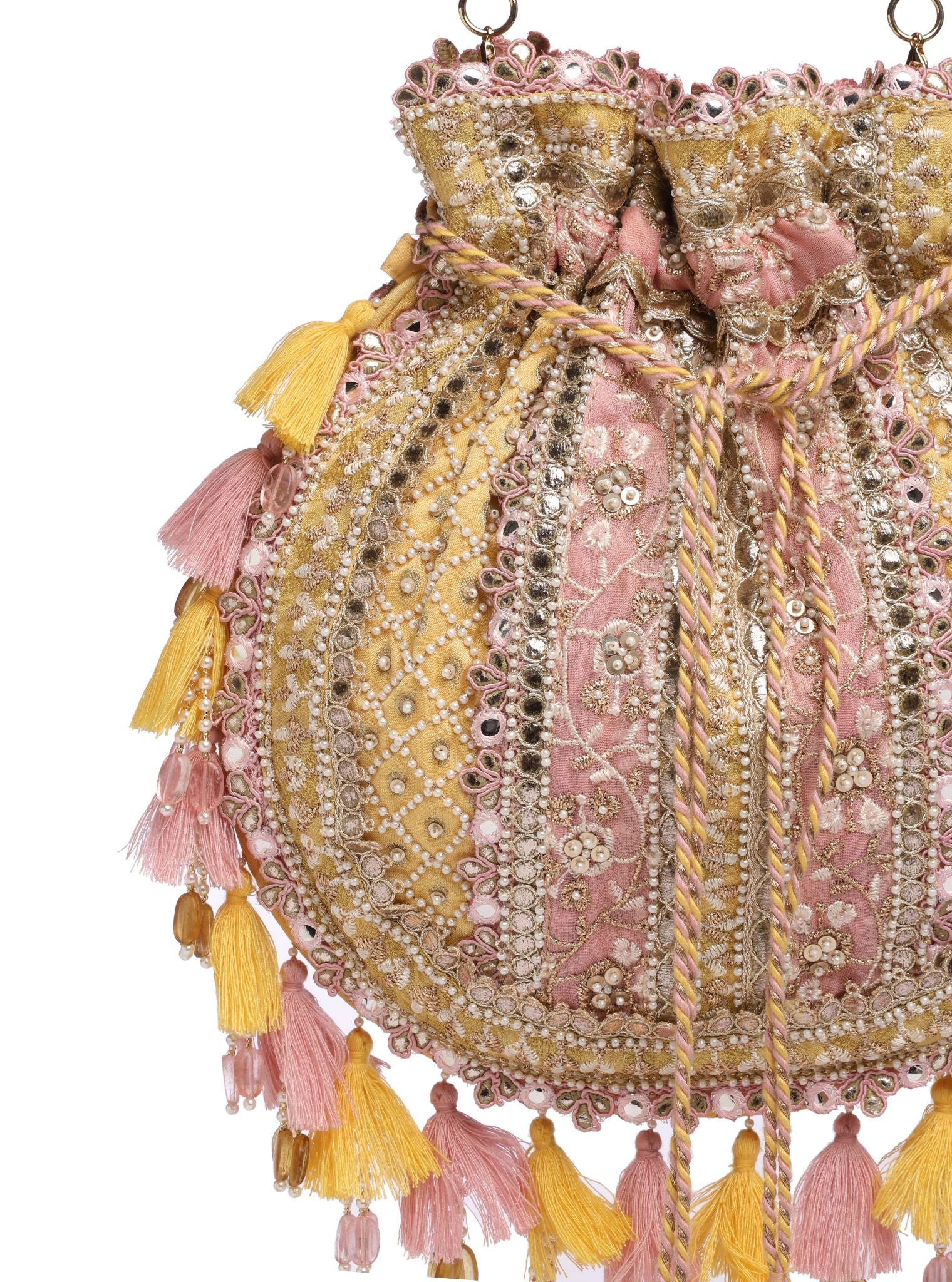 The Jodhpur Charm Yellow Potli Bag