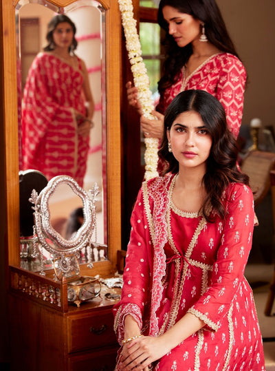 Samici Organza Black Anarkali Kurta Set
