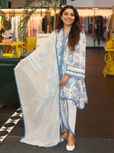 Mulmul Organza Claire Blue Dhoti Pant