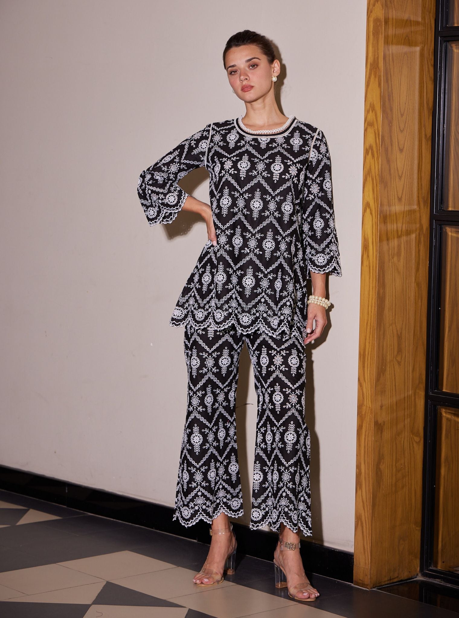 Evelyn Bell Bottom Black Pant