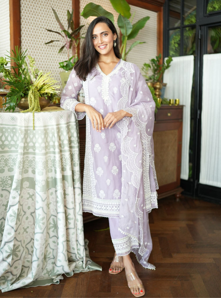 Mulmul Organza Tisya Lavneder Dupatta main image 0