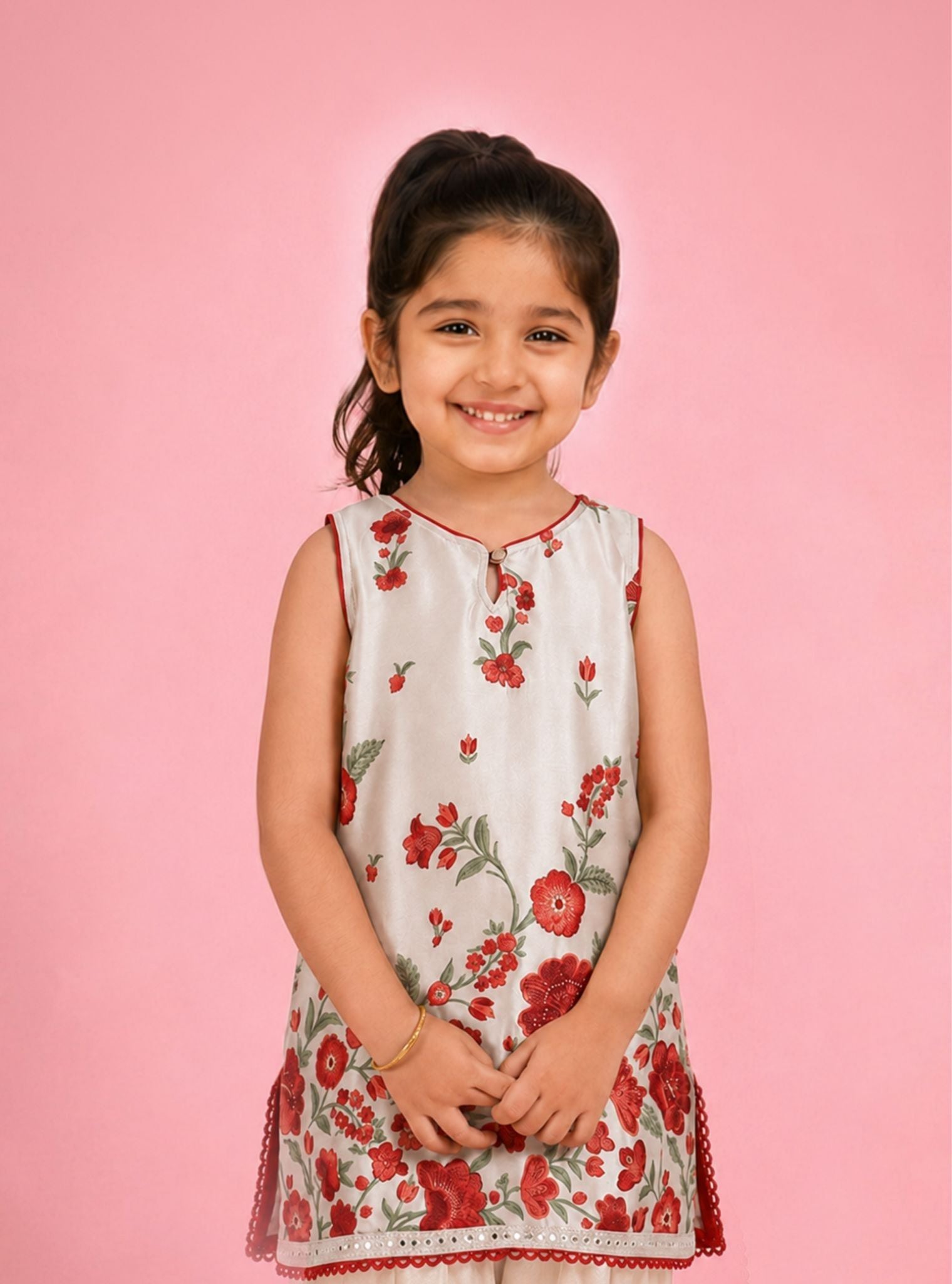 Rini Cupro Satin Printed Off White Kurta Set