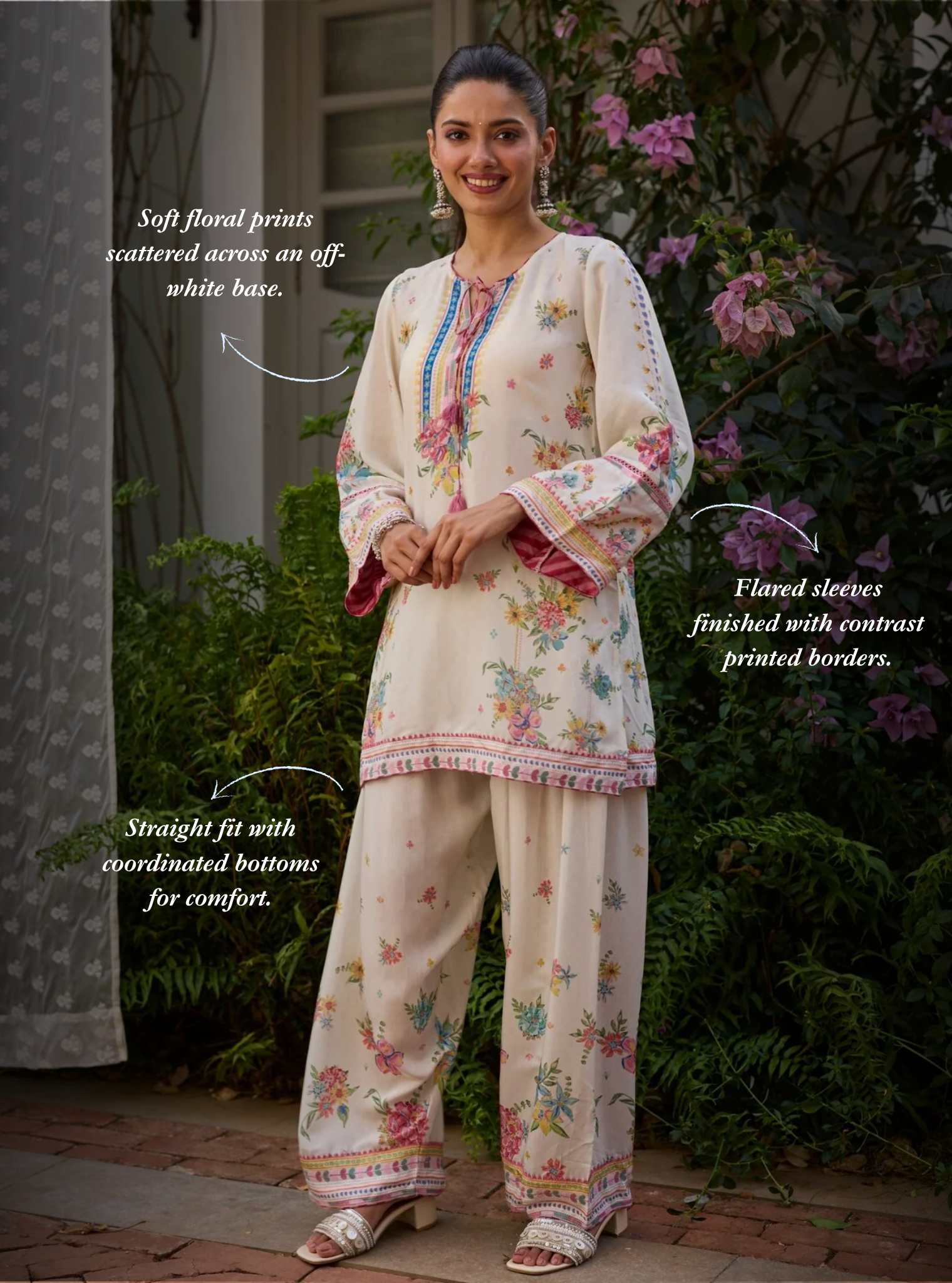 Enaara Lawn Off White Kurta With Farshi Salwar