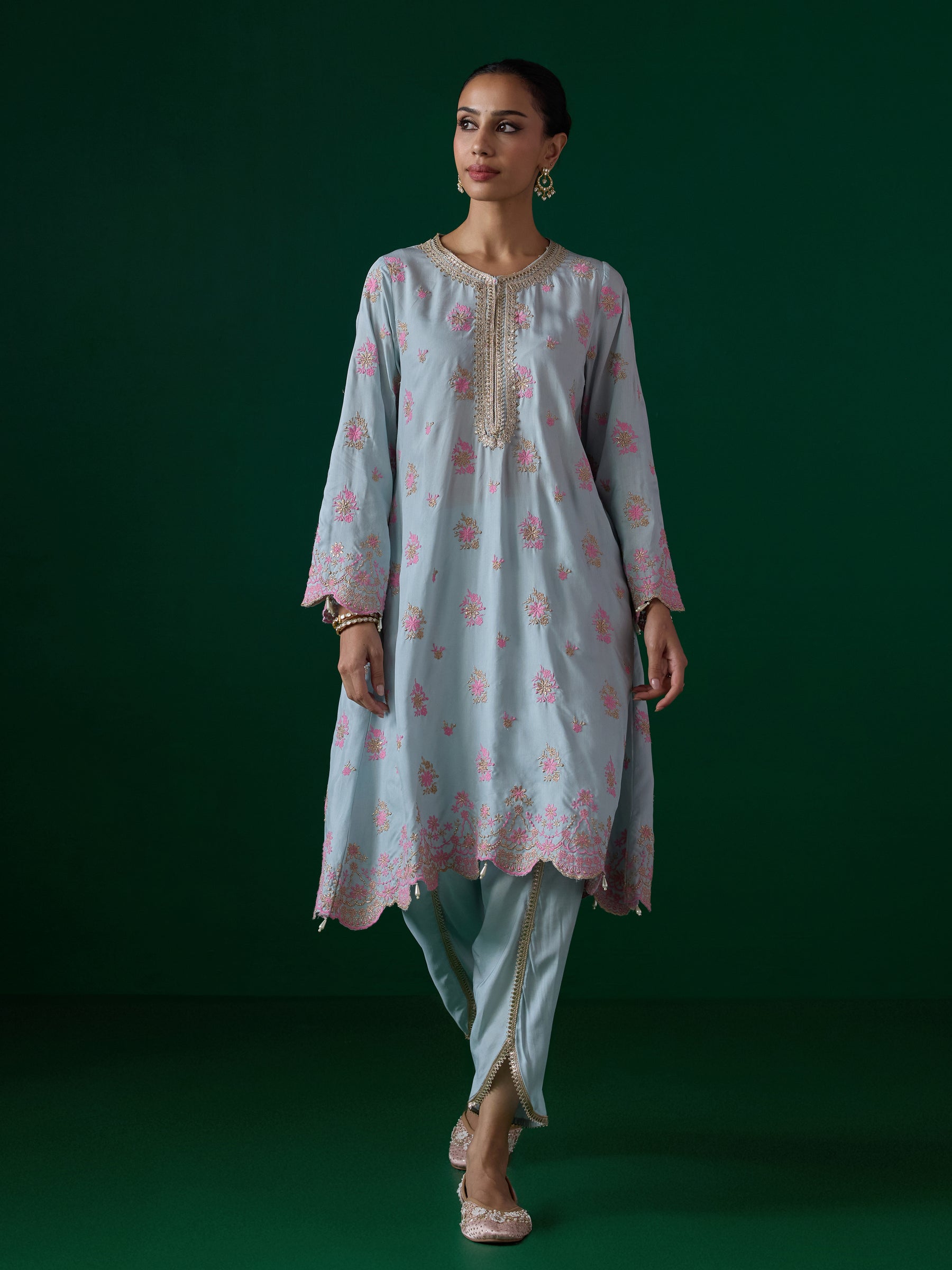 Kangna Lawn Blue Kurta Set