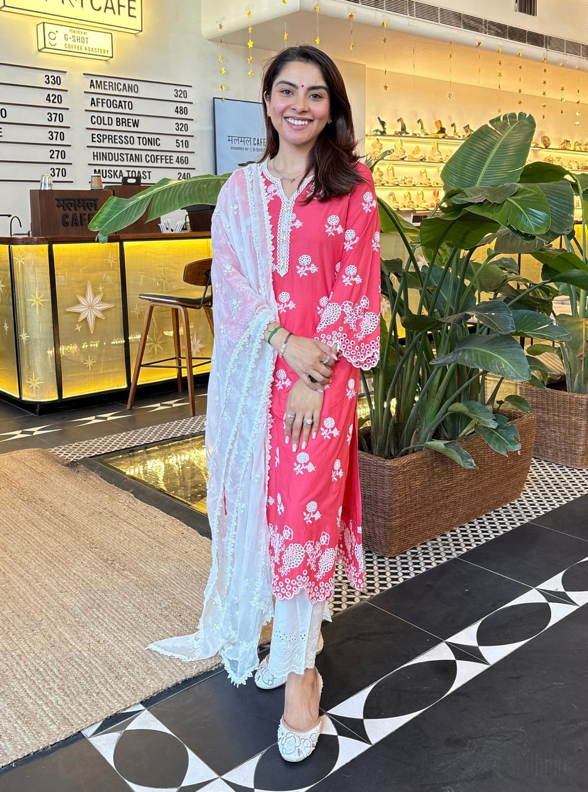 Dahna Pima Satin Fuschia Kurta Set