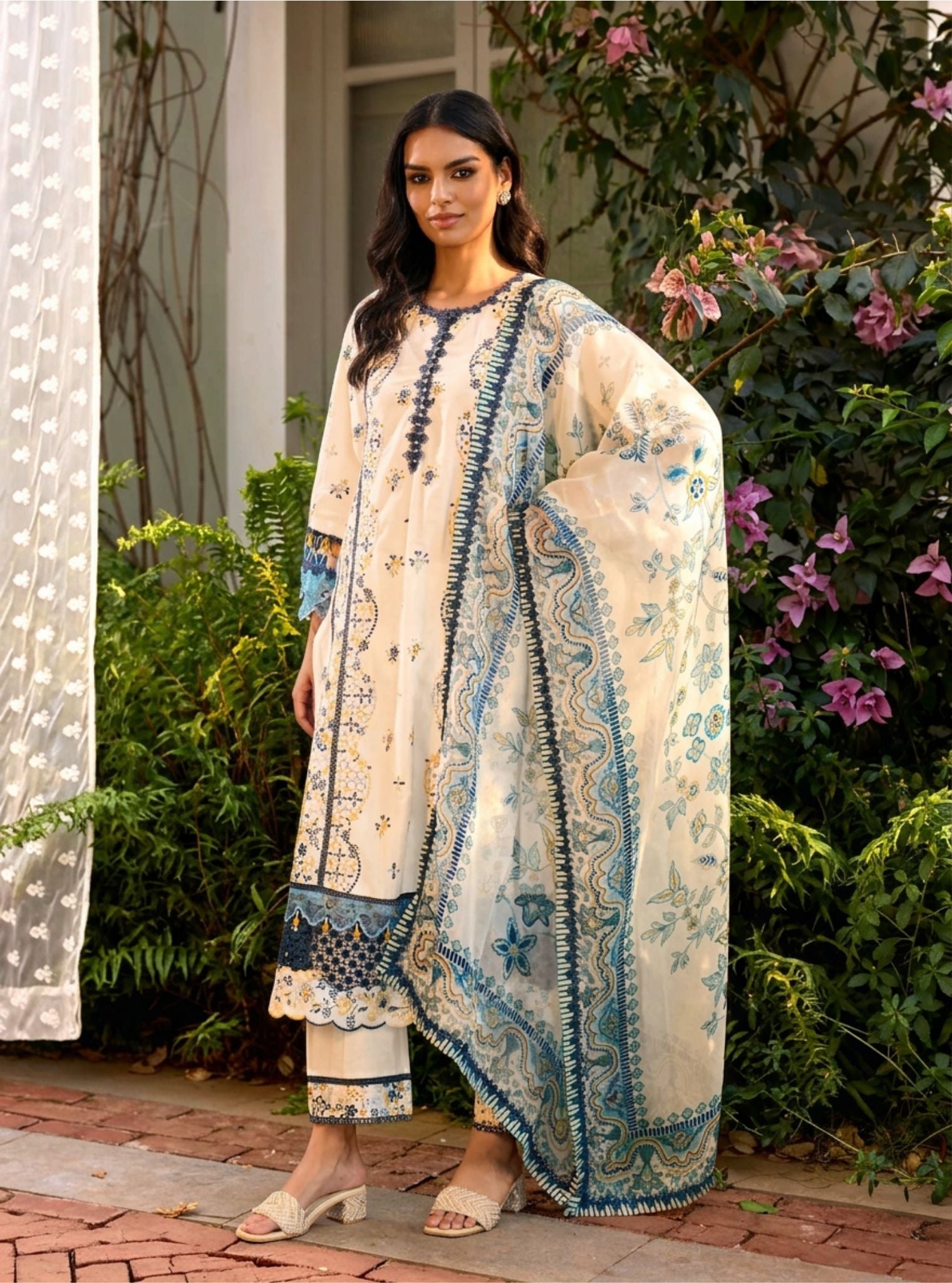 Risa Supima Cotton Off White Kurta Set