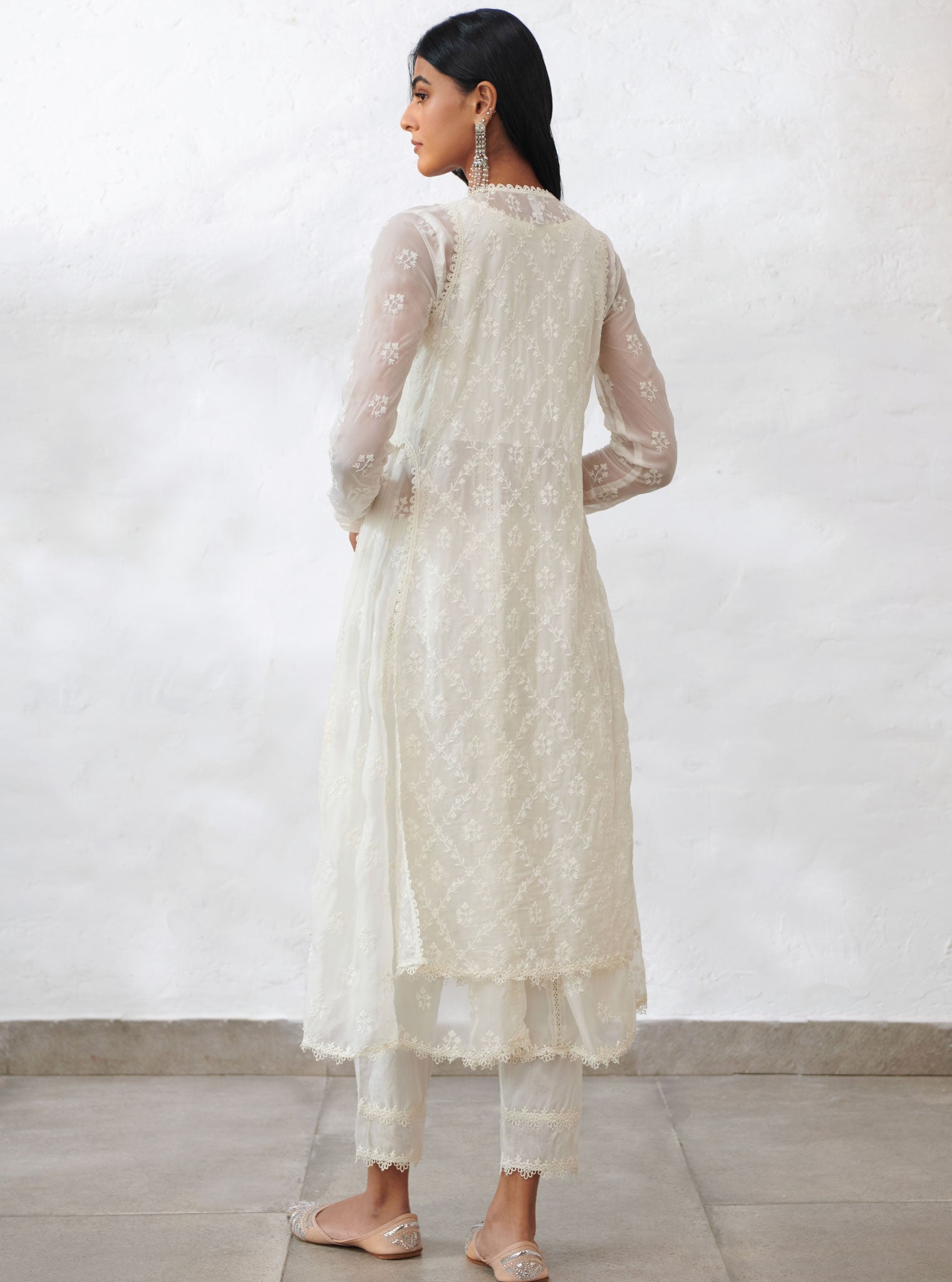 Mulmul Organza Essex Anarkali Kurta with Organza Jacket