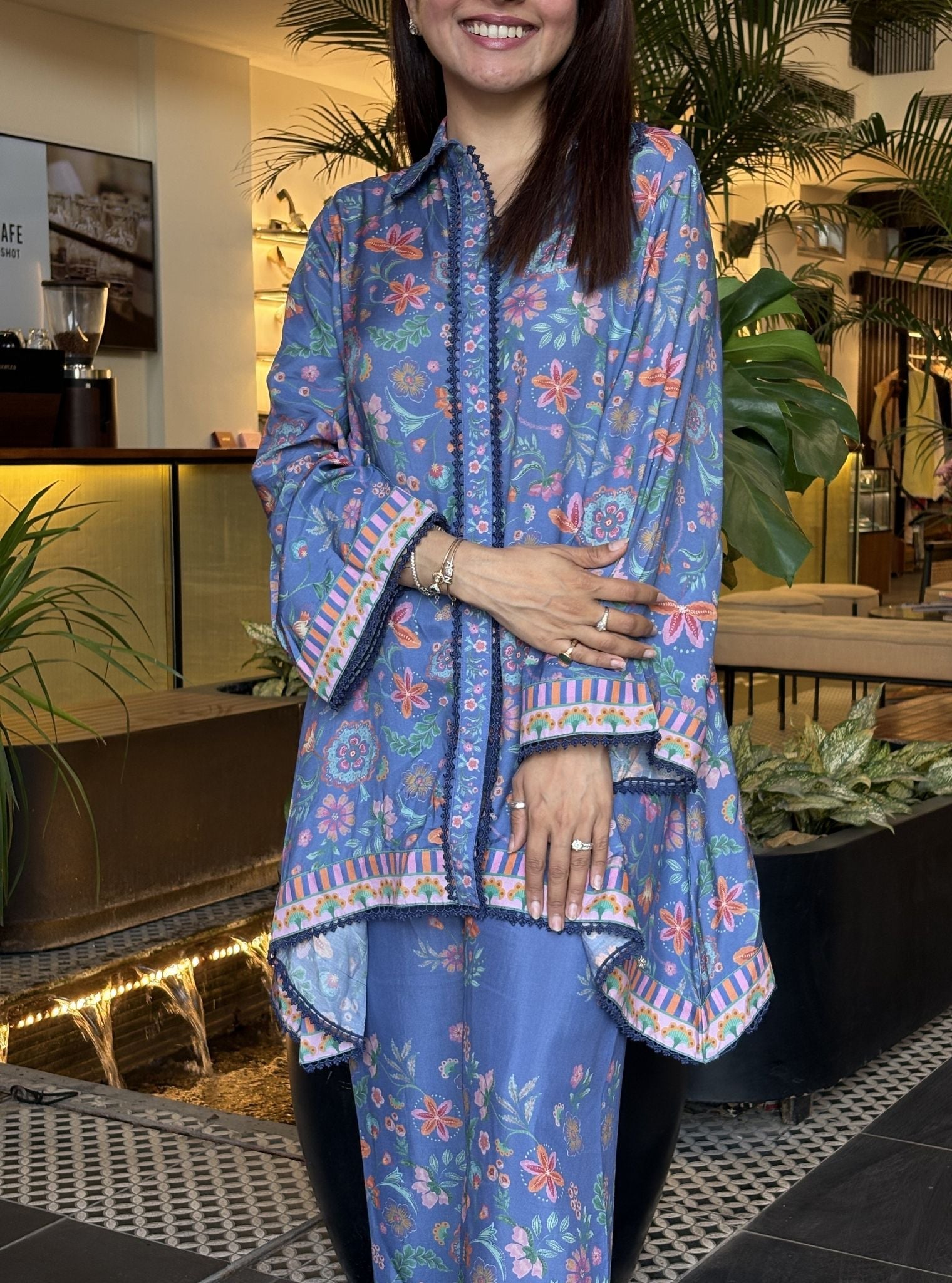 Chunari Lawn Printed Steel Blue Shirt Set