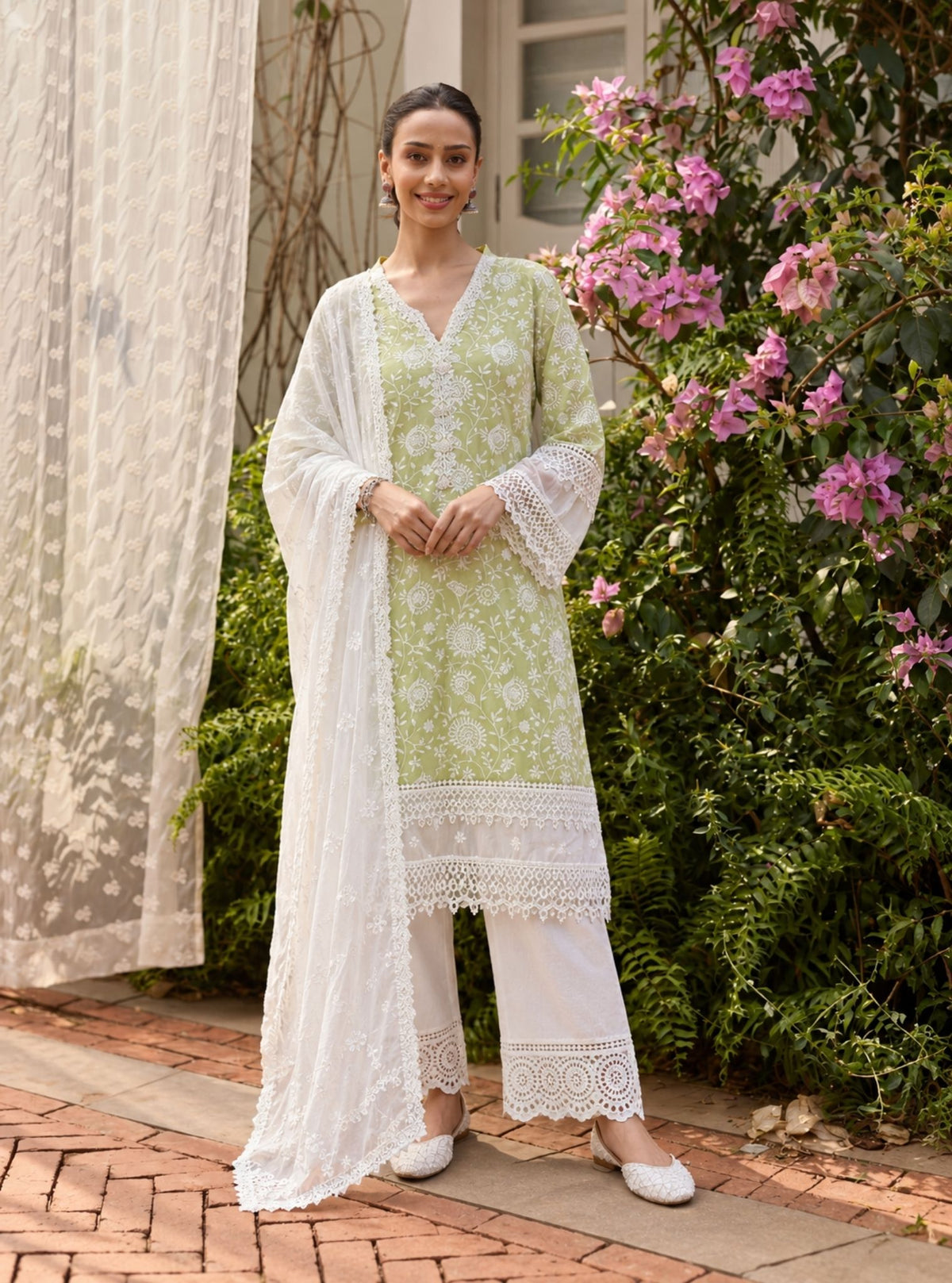 Iraani Supima Cotton Lime Kurta Set