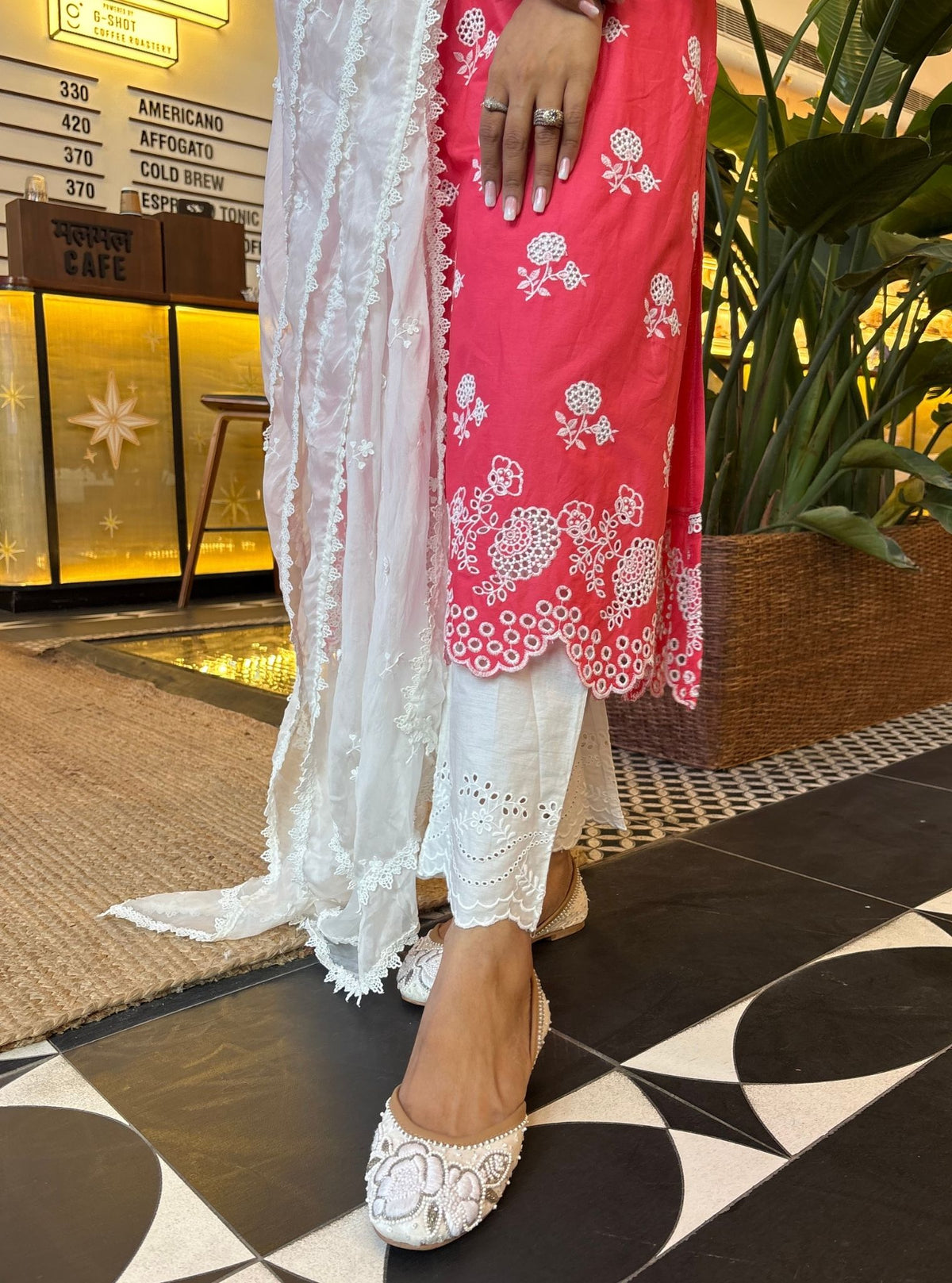 Dahna Pima Satin Fuschia Kurta Set