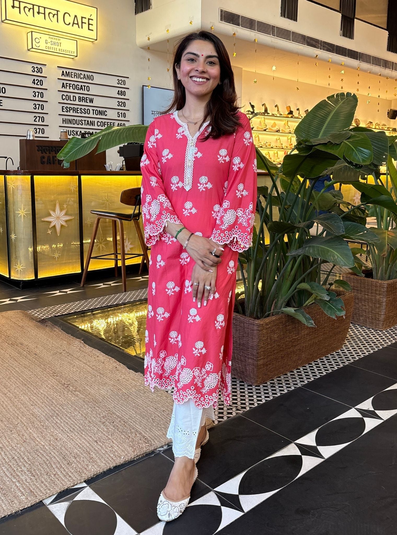 Dahna Pima Satin Fuschia Kurta Set