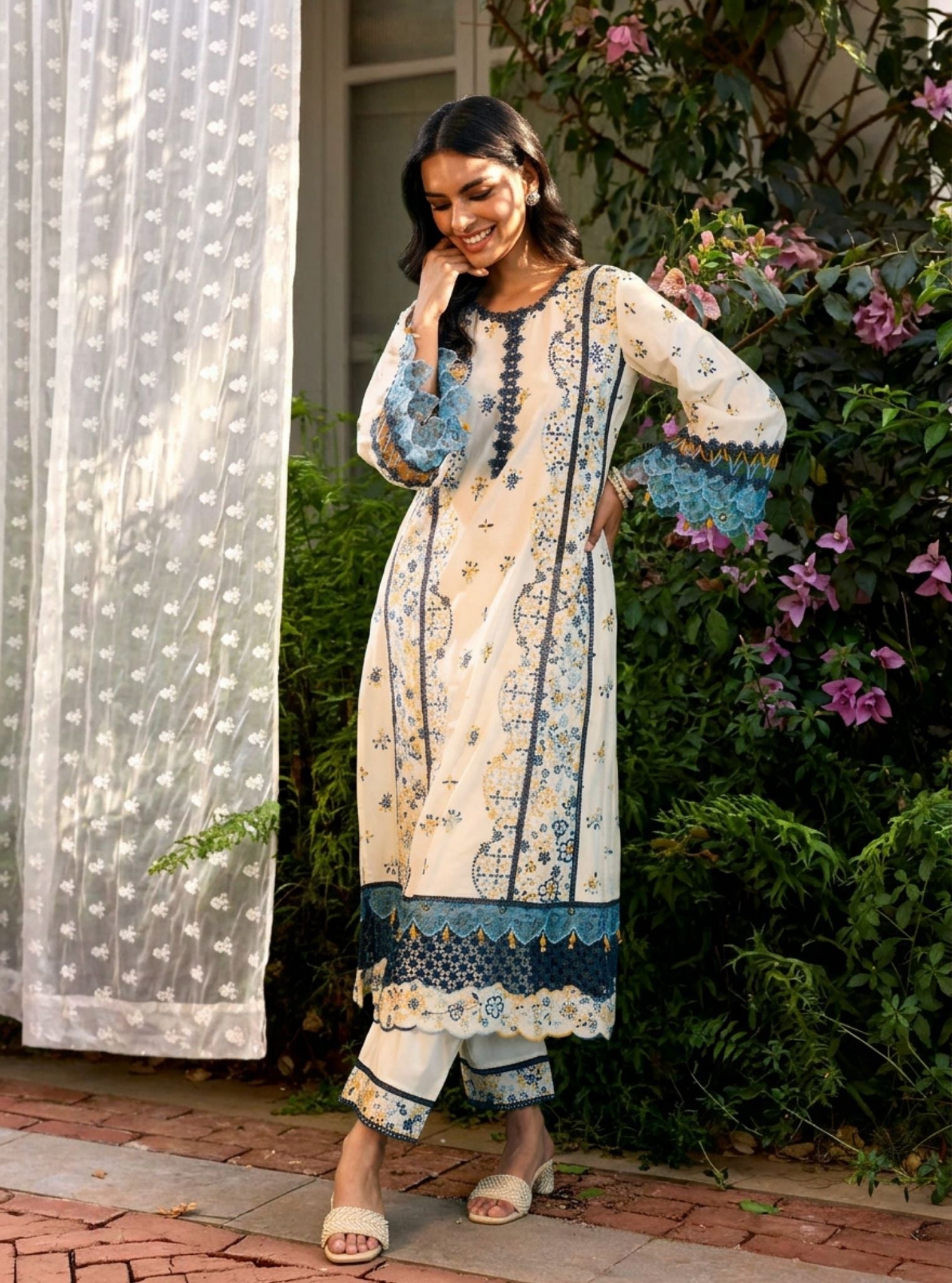 Risa Supima Cotton Off White Kurta Set