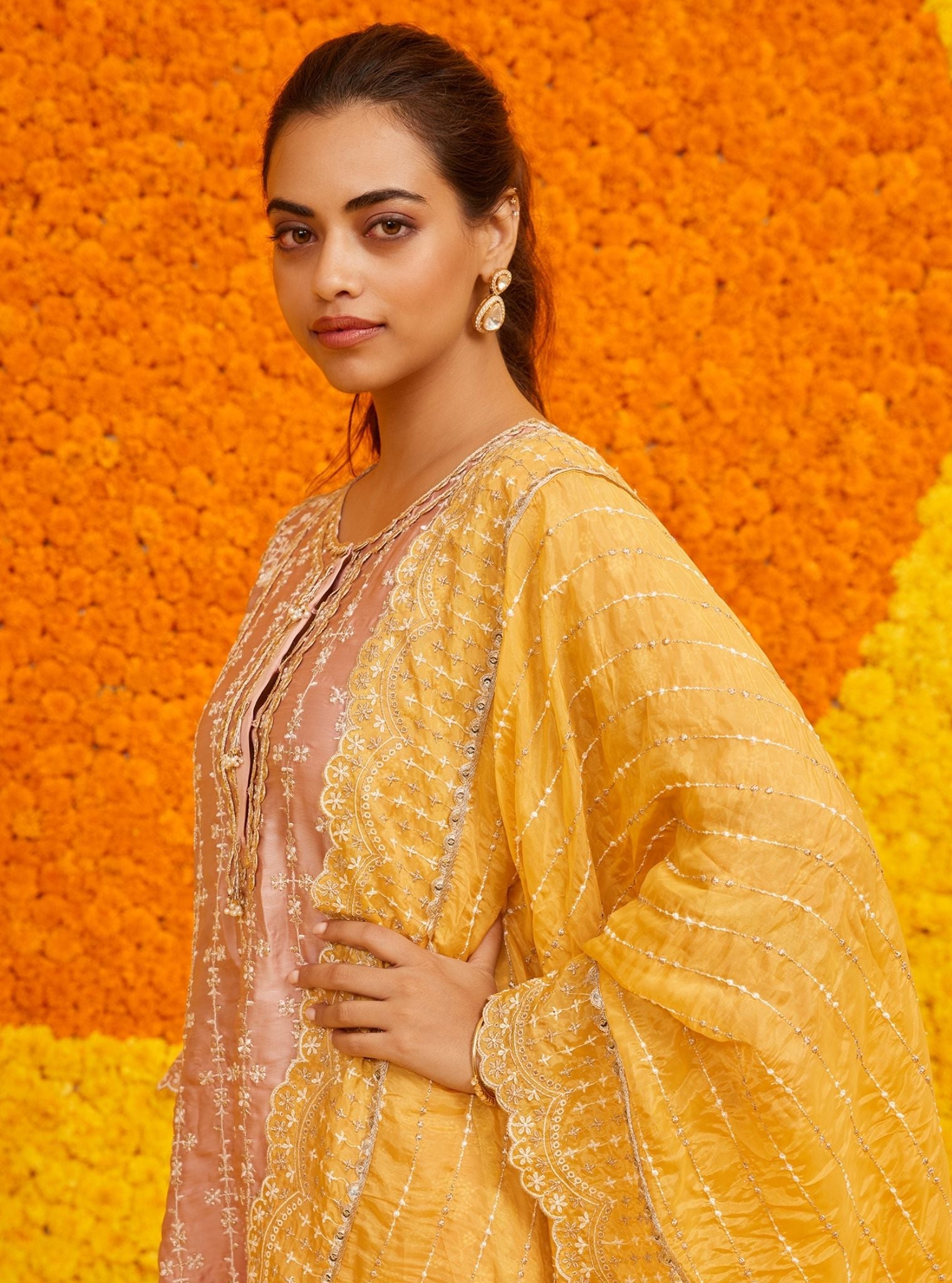 Mulmul Pima Satin Saathiya Pink Pant