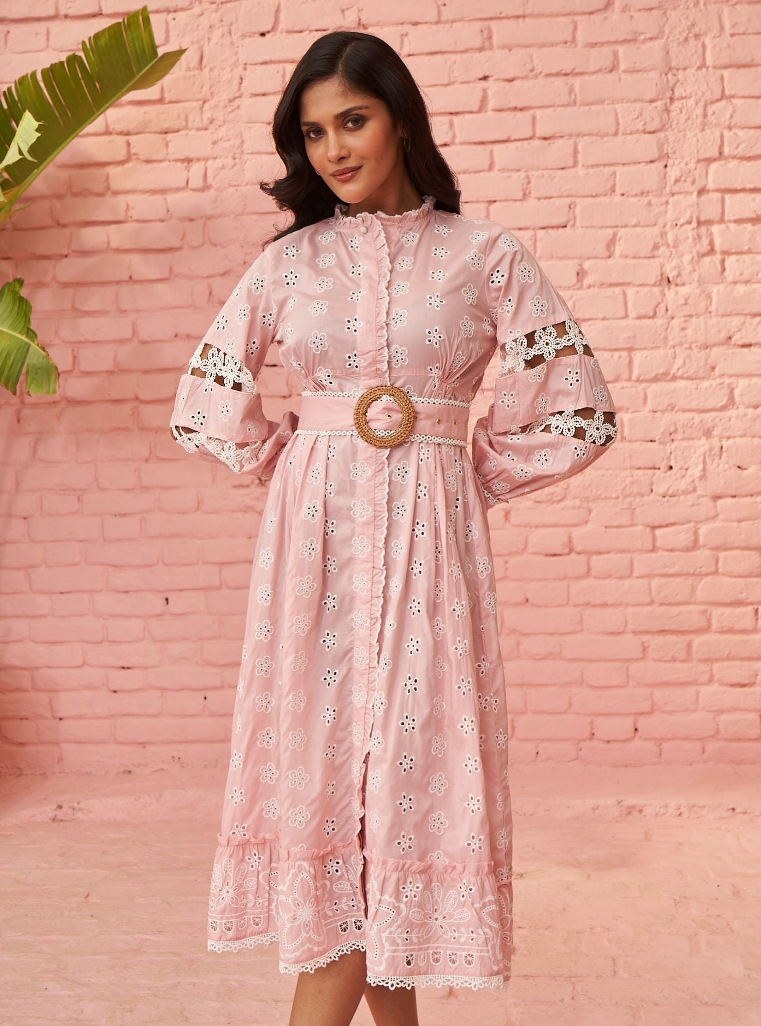 Mulmul Cotton Viv Dusty Pink Long Dress