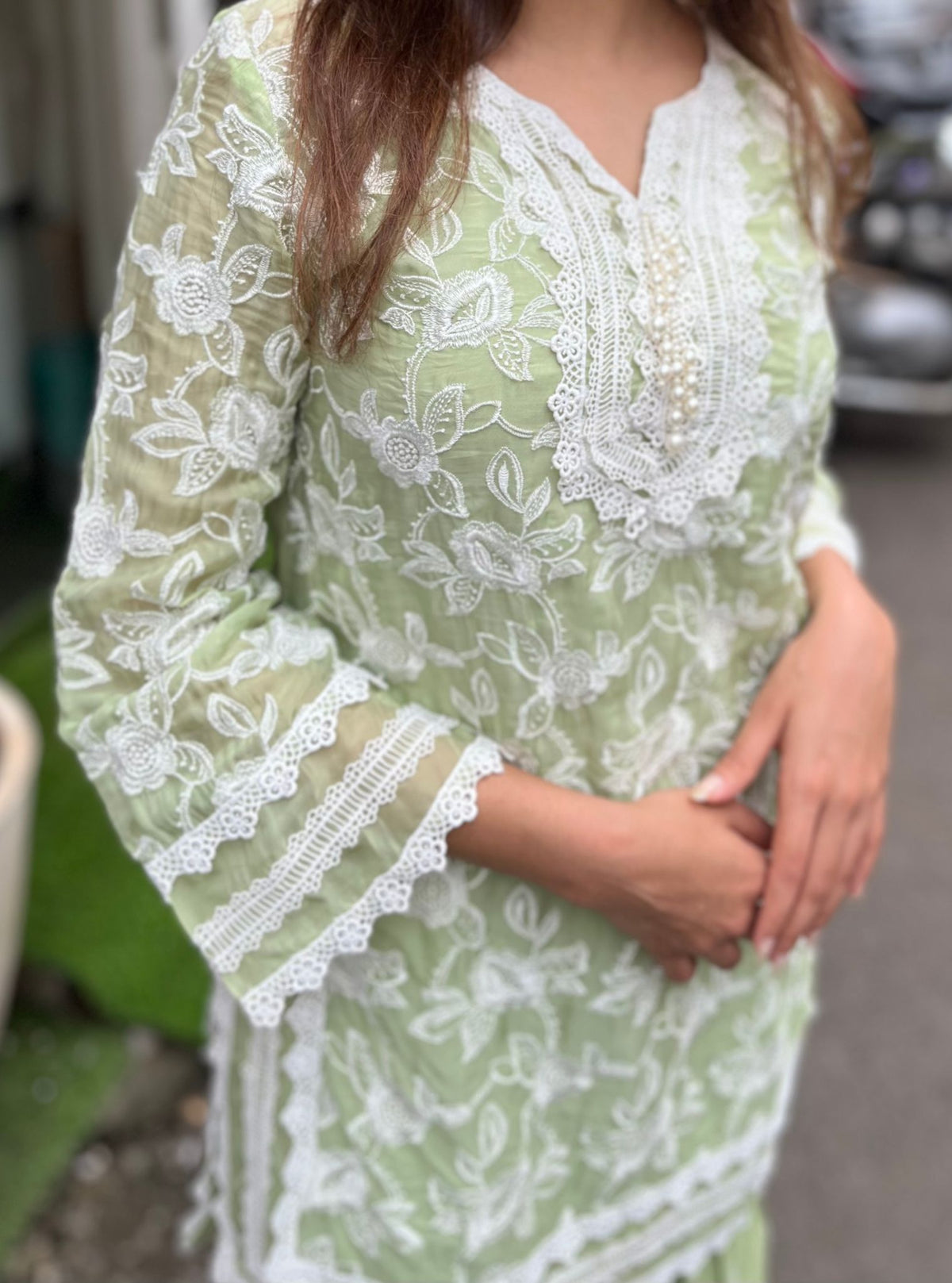 Grace Supima Cotton Green Kurta with Garara Set