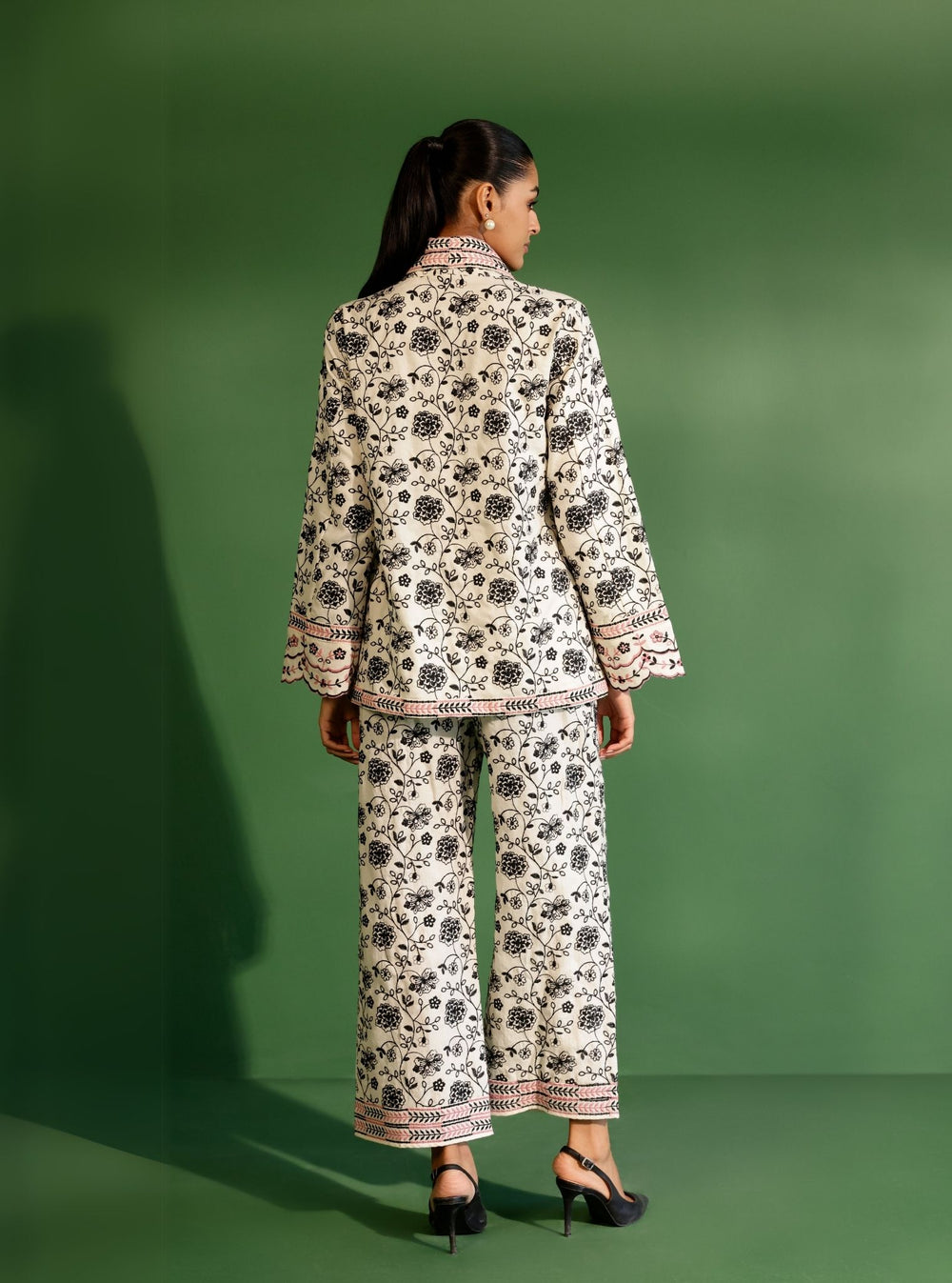 Mulmul Cotton Off White Straight Pants with Half Lining