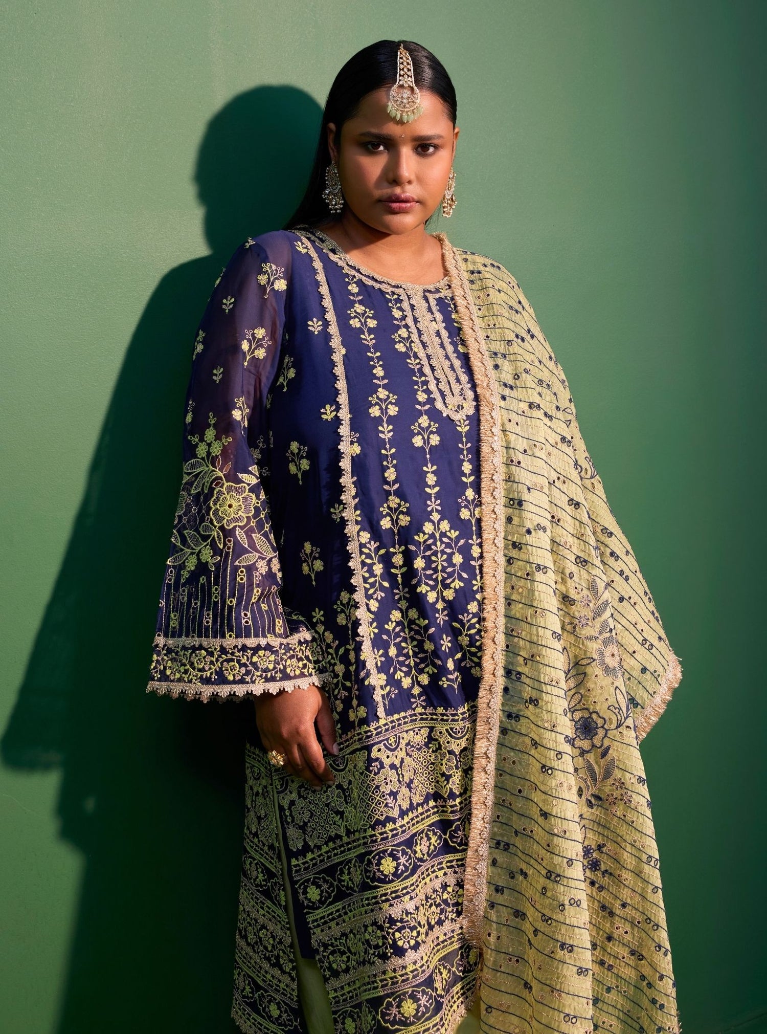 Mulmul Organza Lari Navy Dupatta main image 1