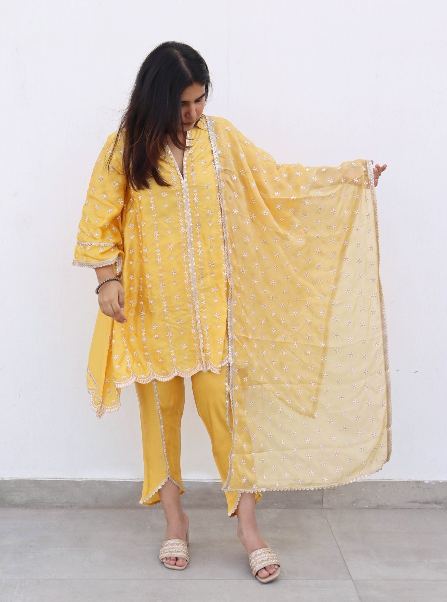 Mulmul Cupro Amara Yellow Dhoti Pant