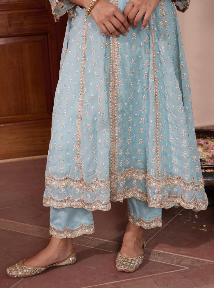 Mulmul Organza Savannah Blue Pant main image 1