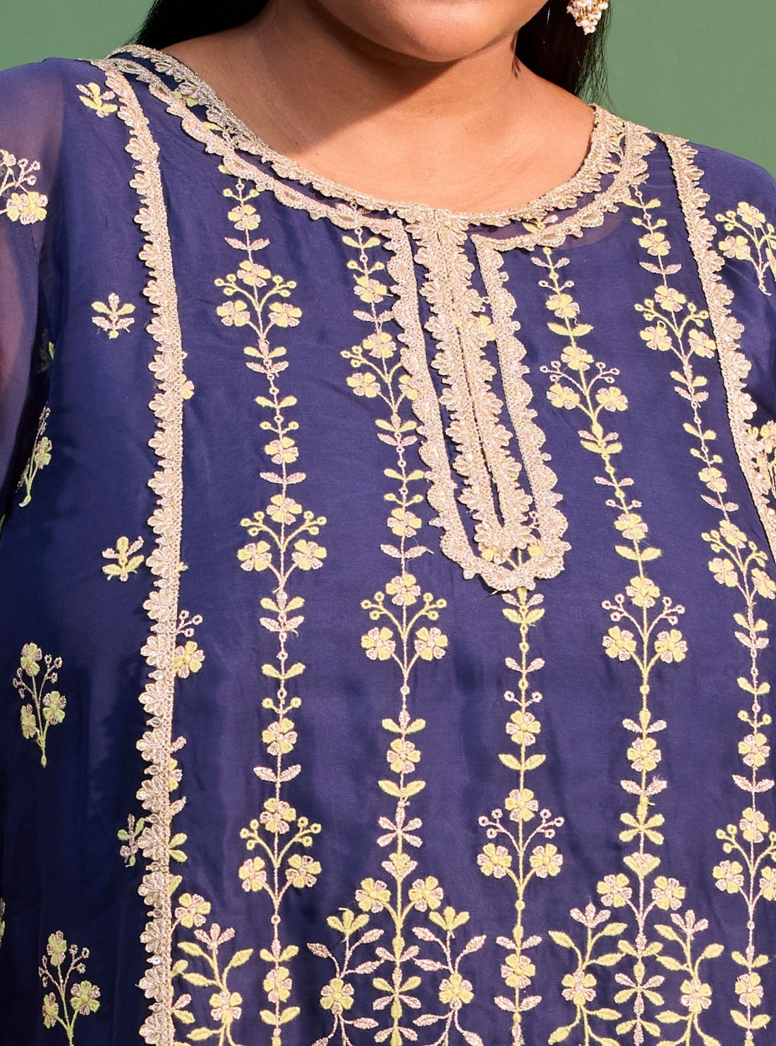Paheli Organza Navy Kurta Set
